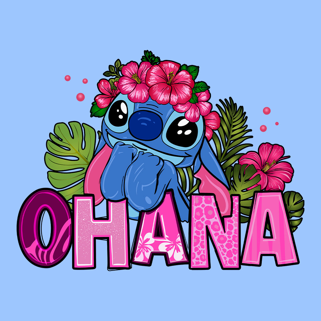 Stitch Ohana Kids T-Shirt – Tropical Disney Floral Tee for Lilo & Stitch Fans, Hawaiian Family Vacation Shirt | PRODUCT CODE: ODSAHQEW
