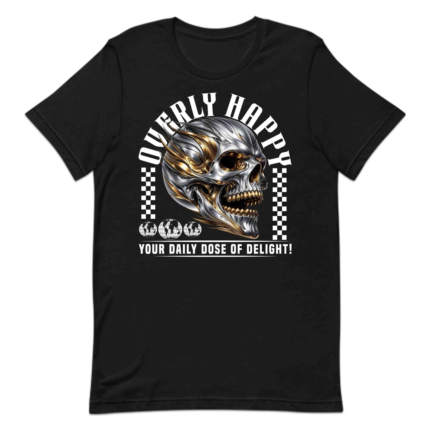Overly Happy Skull Stunning Chrome & Gold Skull | PRODUCT CODE: OVRHPYSKLUCHM