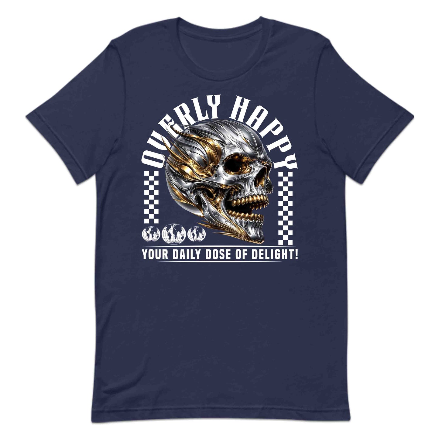 Overly Happy Skull Stunning Chrome & Gold Skull | PRODUCT CODE: OVRHPYSKLUCHM
