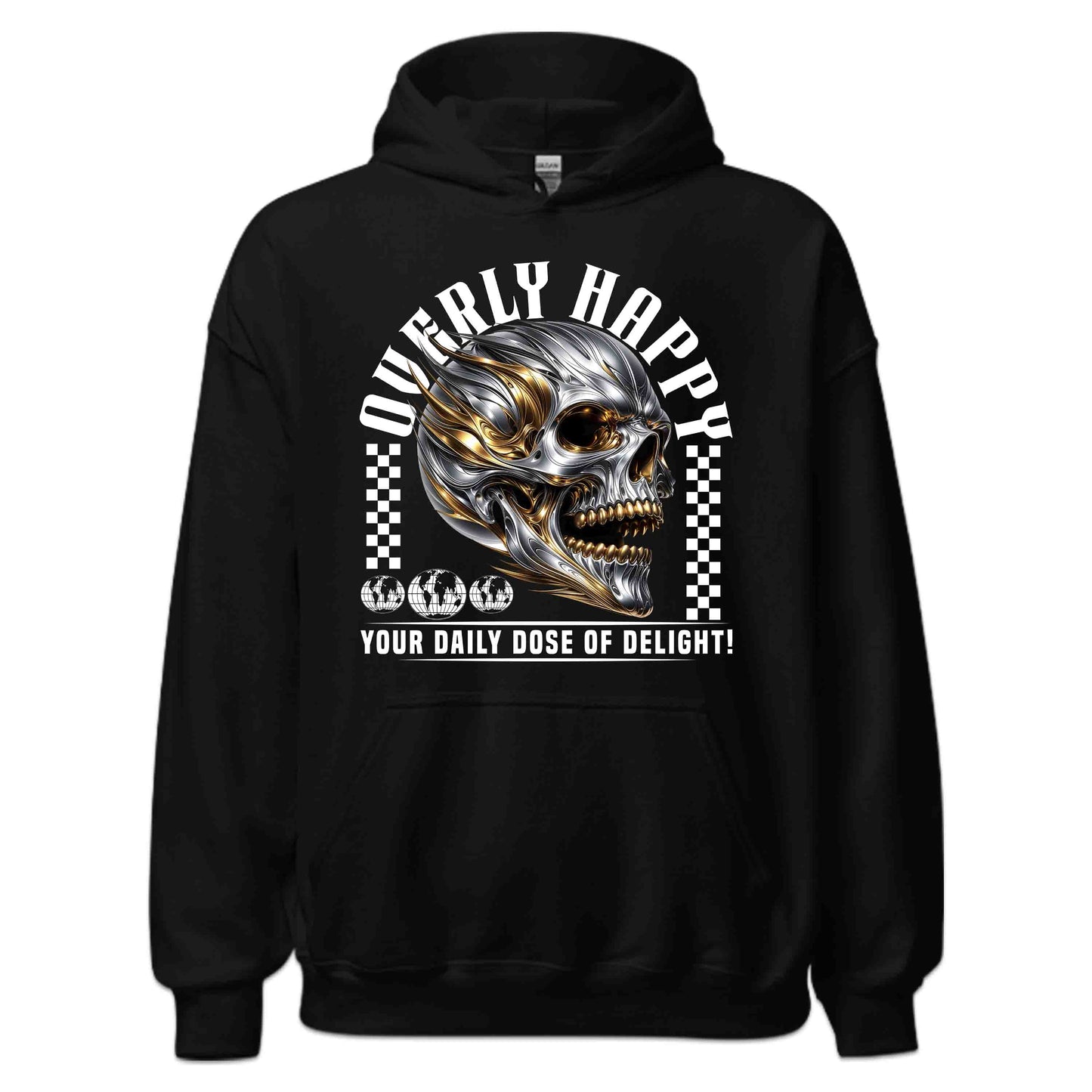 Overly Happy Skull Stunning Chrome & Gold Skull | PRODUCT CODE: OVRHPYSKLUCHM