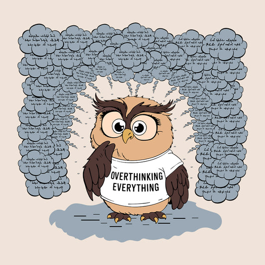 Overthinking Everything Cartoon Owl Anxiety Awareness | PRODUCT CODE: OVRWLEVYTH