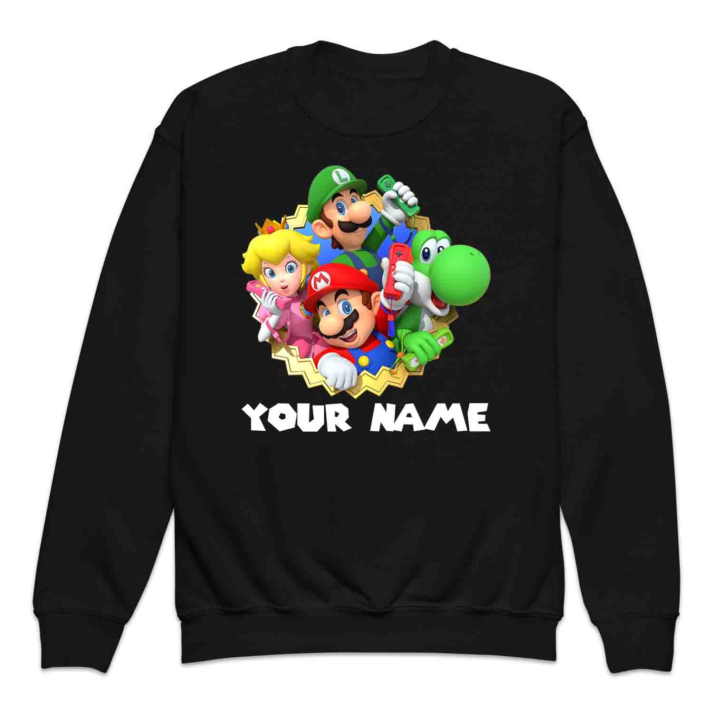 Personalised Super Mario Bros Kids T-Shirt | Nintendo Gamer Jumper | Mario, Luigi, Yoshi, Bowser & Toad Hoodie | PRODUCT CODE: PER-CBNVSDUIER