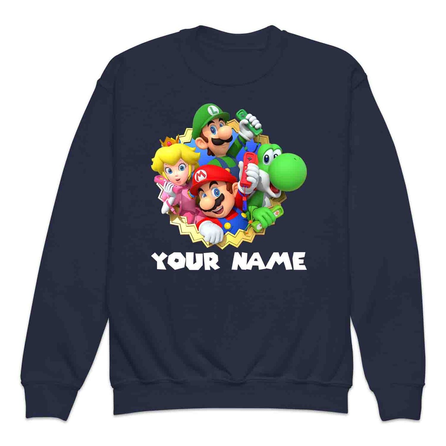 Personalised Super Mario Bros Kids T-Shirt | Nintendo Gamer Jumper | Mario, Luigi, Yoshi, Bowser & Toad Hoodie | PRODUCT CODE: PER-CBNVSDUIER