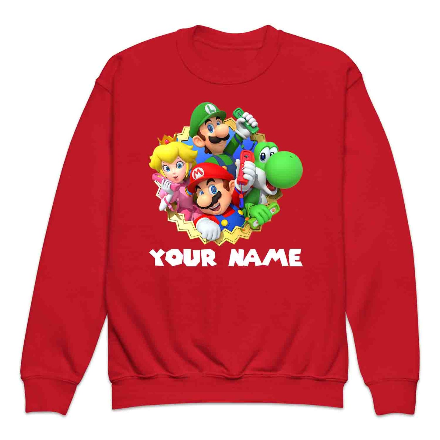 Personalised Super Mario Bros Kids T-Shirt | Nintendo Gamer Jumper | Mario, Luigi, Yoshi, Bowser & Toad Hoodie | PRODUCT CODE: PER-CBNVSDUIER