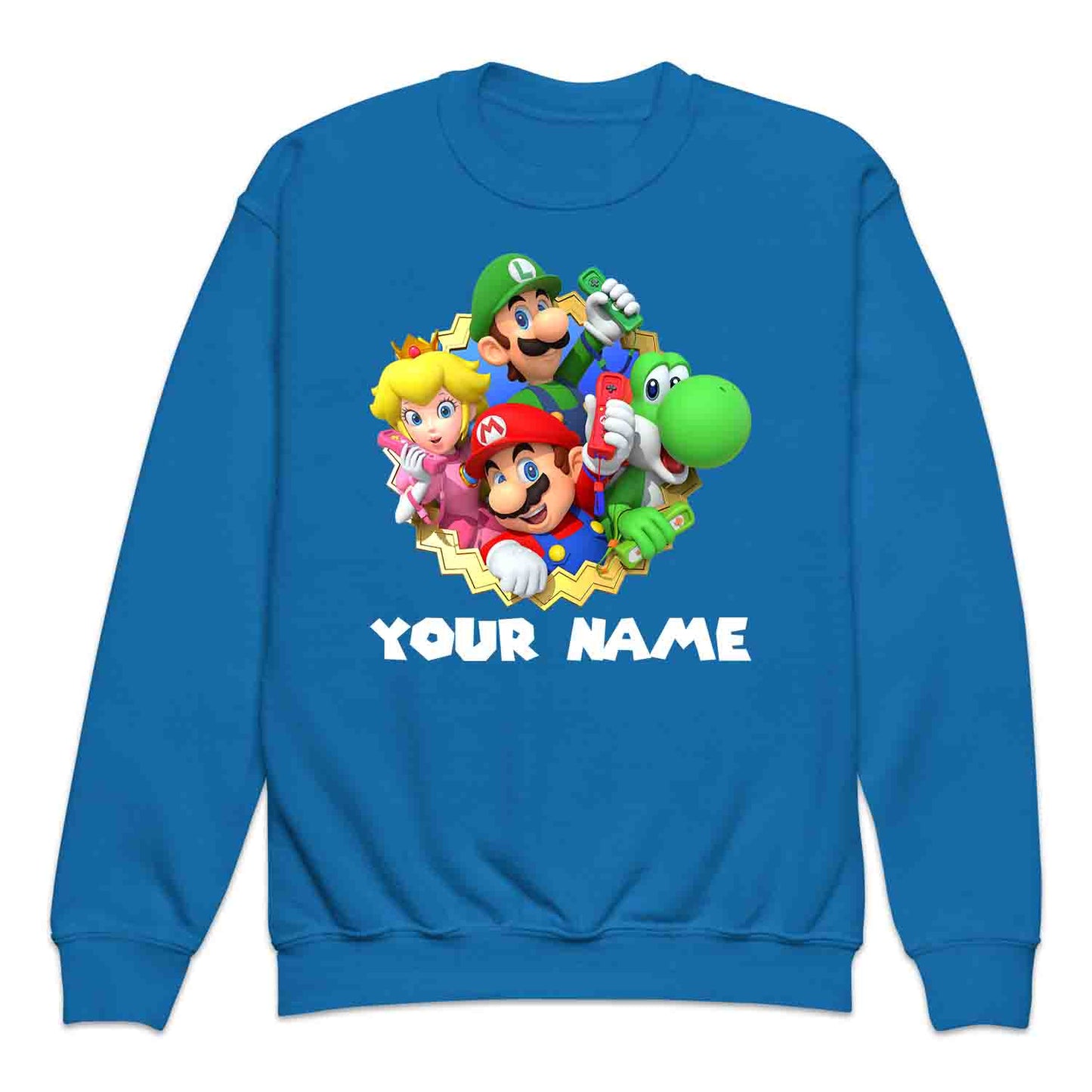 Personalised Super Mario Bros Kids T-Shirt | Nintendo Gamer Jumper | Mario, Luigi, Yoshi, Bowser & Toad Hoodie | PRODUCT CODE: PER-CBNVSDUIER