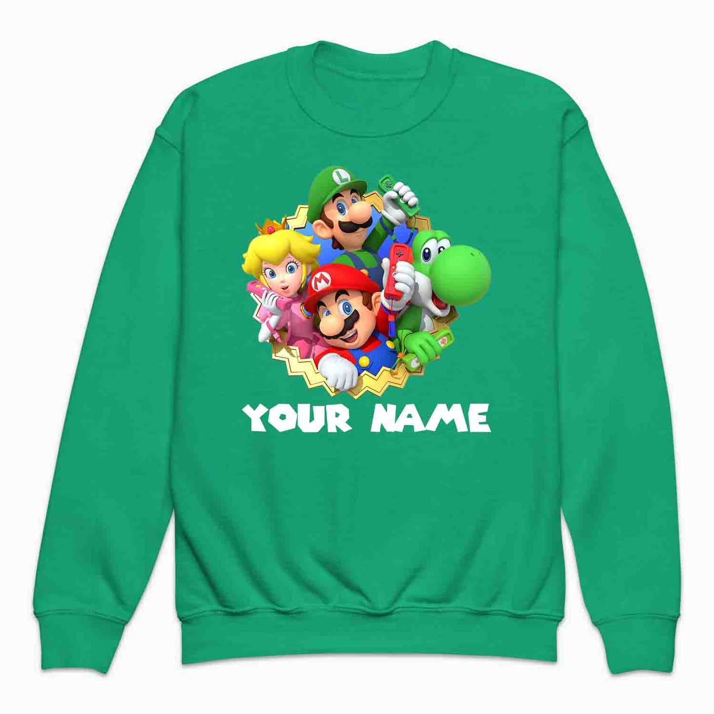 Personalised Super Mario Bros Kids T-Shirt | Nintendo Gamer Jumper | Mario, Luigi, Yoshi, Bowser & Toad Hoodie | PRODUCT CODE: PER-CBNVSDUIER