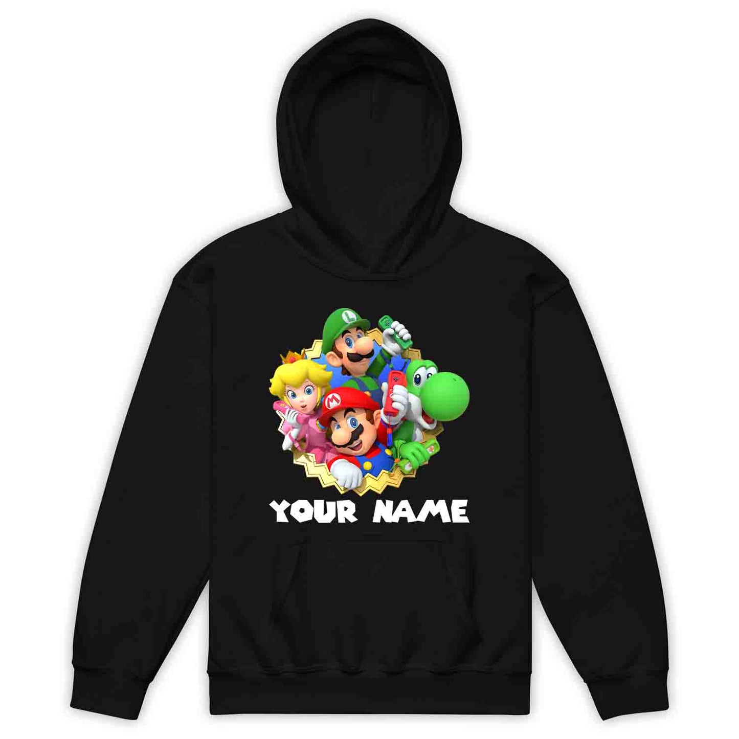 Personalised Super Mario Bros Kids T-Shirt | Nintendo Gamer Jumper | Mario, Luigi, Yoshi, Bowser & Toad Hoodie | PRODUCT CODE: PER-CBNVSDUIER