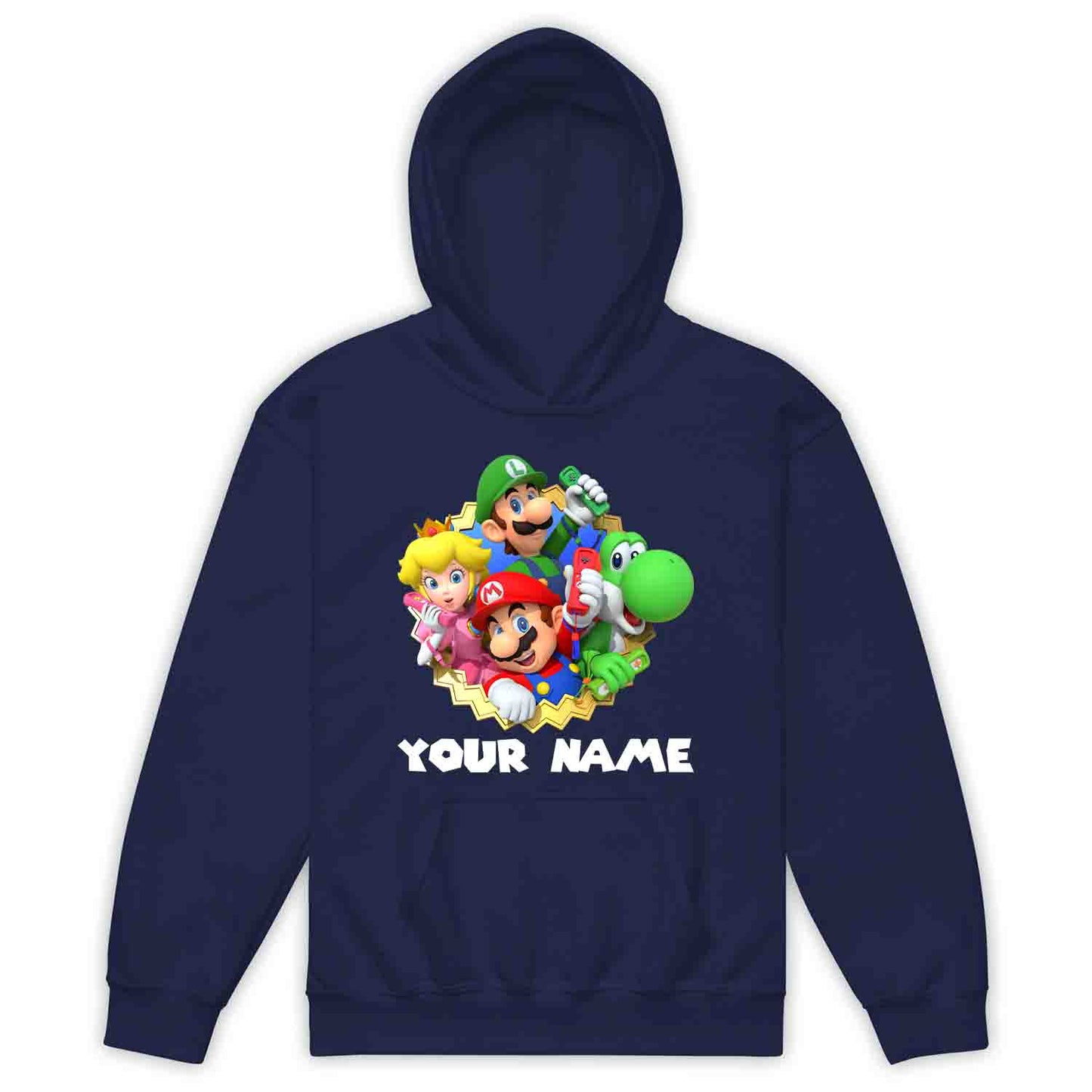 Personalised Super Mario Bros Kids T-Shirt | Nintendo Gamer Jumper | Mario, Luigi, Yoshi, Bowser & Toad Hoodie | PRODUCT CODE: PER-CBNVSDUIER
