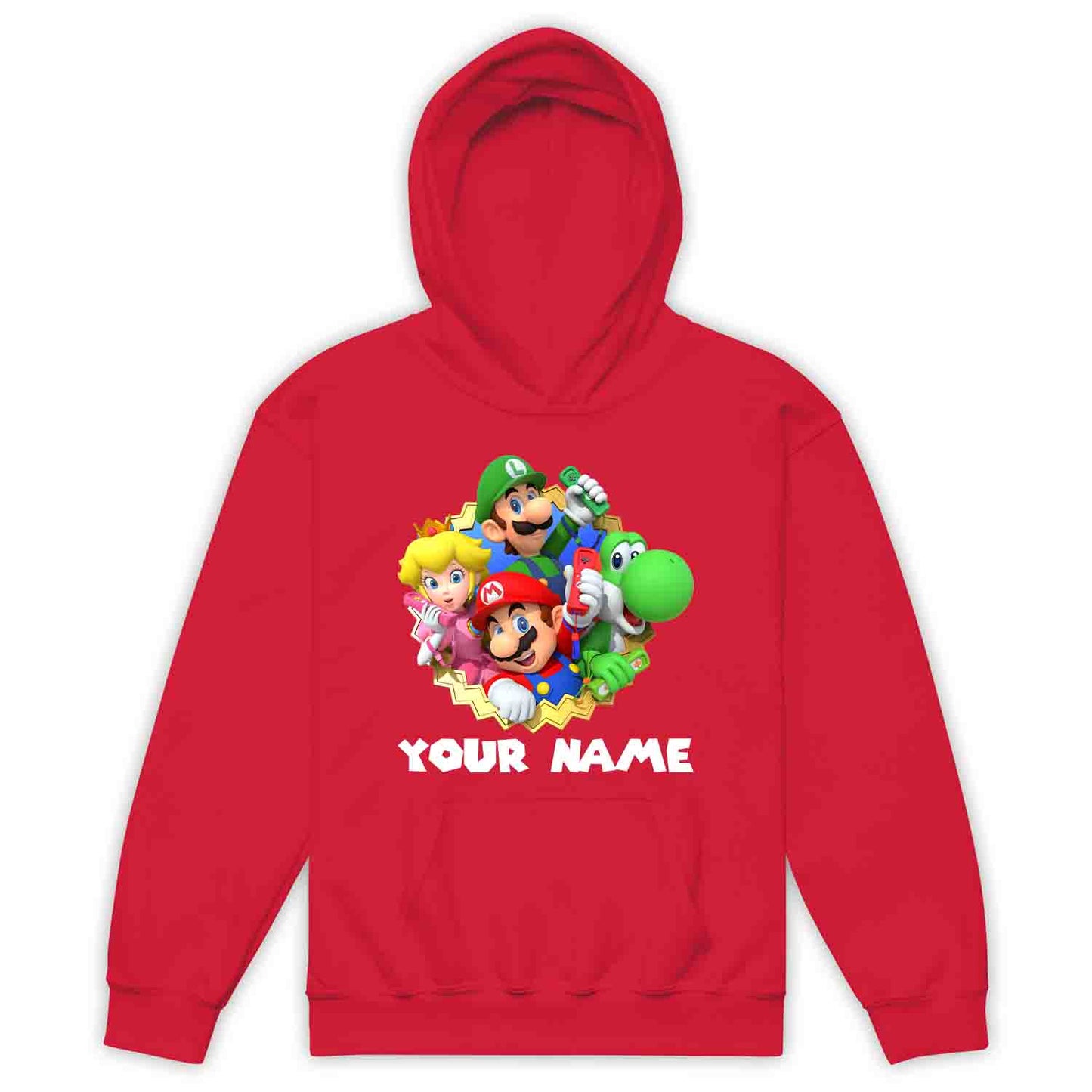 Personalised Super Mario Bros Kids T-Shirt | Nintendo Gamer Jumper | Mario, Luigi, Yoshi, Bowser & Toad Hoodie | PRODUCT CODE: PER-CBNVSDUIER