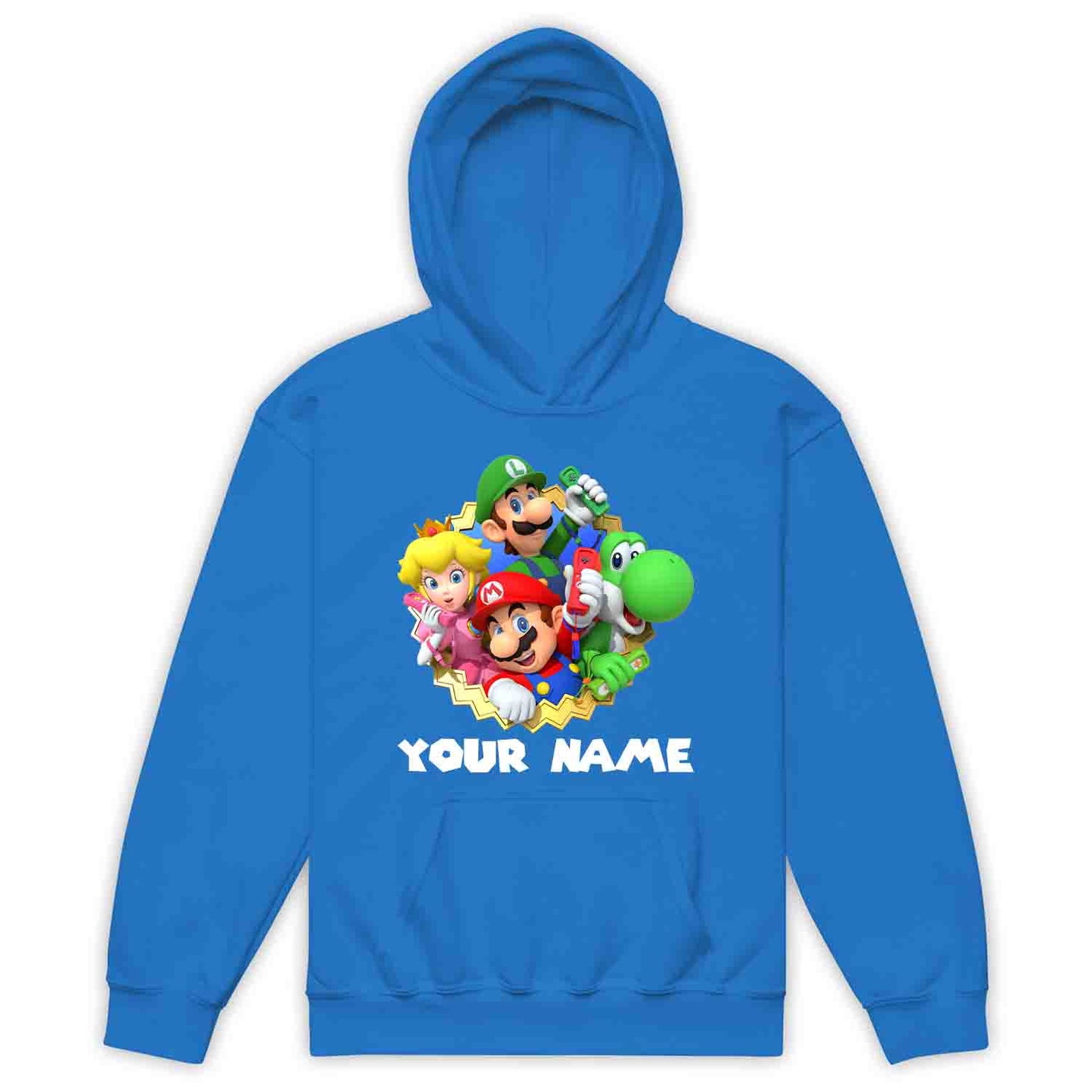 Personalised Super Mario Bros Kids T-Shirt | Nintendo Gamer Jumper | Mario, Luigi, Yoshi, Bowser & Toad Hoodie | PRODUCT CODE: PER-CBNVSDUIER