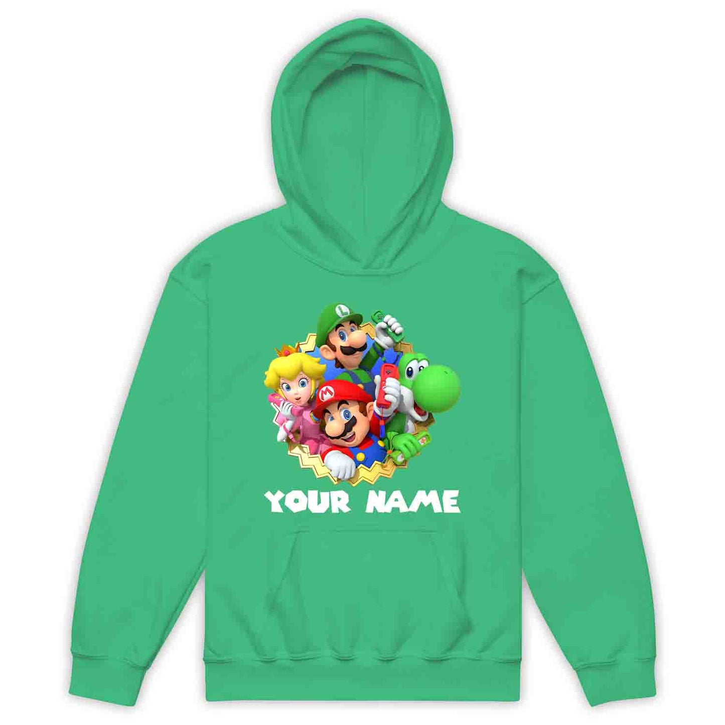 Personalised Super Mario Bros Kids T-Shirt | Nintendo Gamer Jumper | Mario, Luigi, Yoshi, Bowser & Toad Hoodie | PRODUCT CODE: PER-CBNVSDUIER