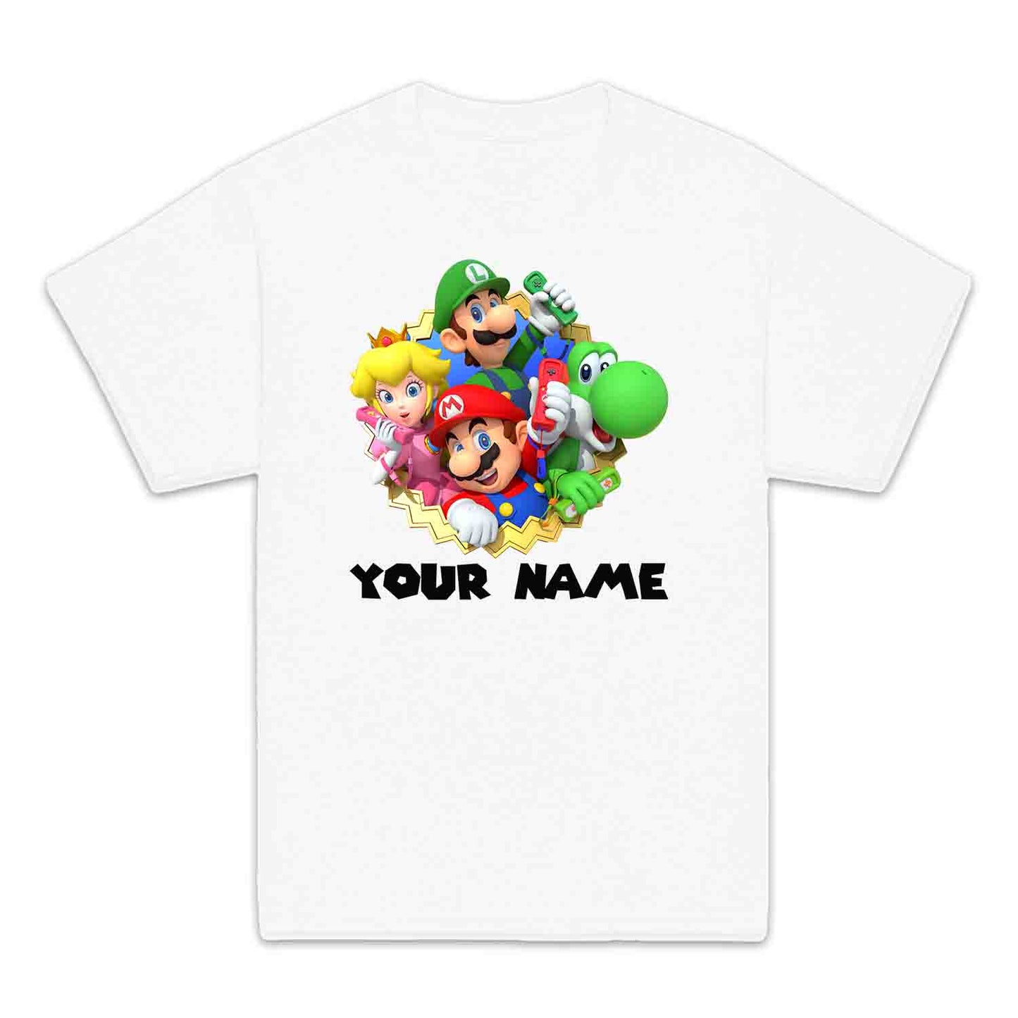 Personalised Super Mario Bros Kids T-Shirt | Nintendo Gamer Jumper | Mario, Luigi, Yoshi, Bowser & Toad Hoodie | PRODUCT CODE: PER-CBNVSDUIER