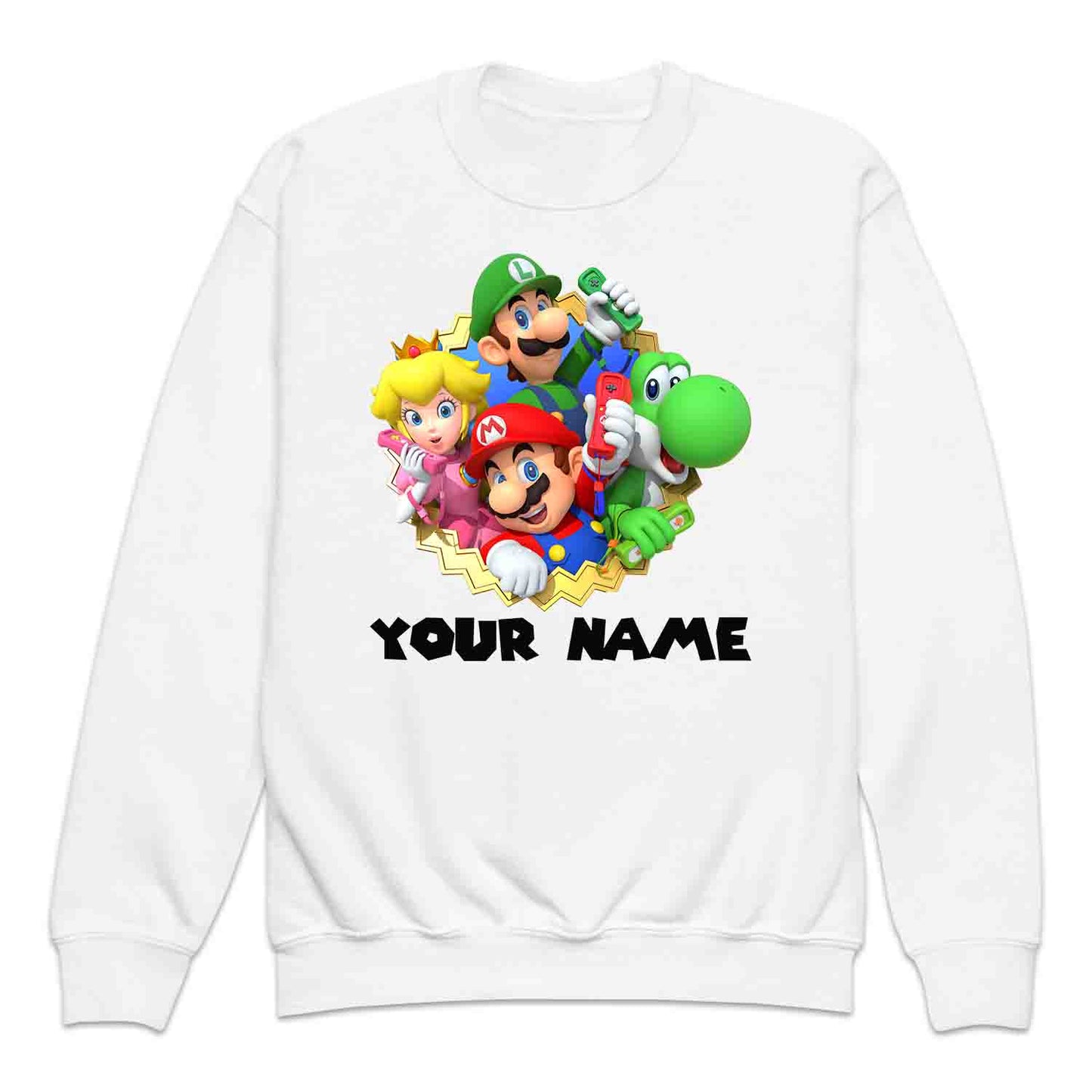 Personalised Super Mario Bros Kids T-Shirt | Nintendo Gamer Jumper | Mario, Luigi, Yoshi, Bowser & Toad Hoodie | PRODUCT CODE: PER-CBNVSDUIER
