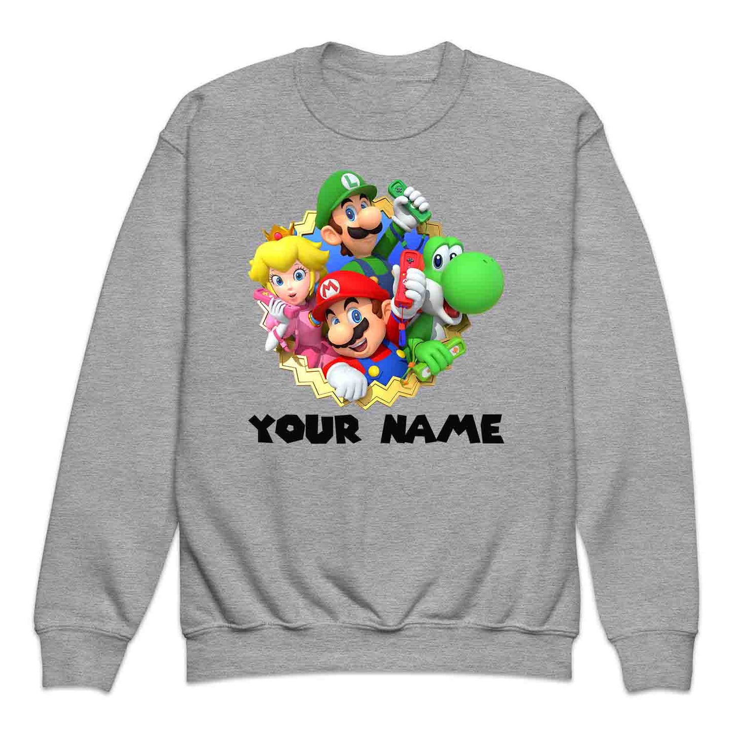 Personalised Super Mario Bros Kids T-Shirt | Nintendo Gamer Jumper | Mario, Luigi, Yoshi, Bowser & Toad Hoodie | PRODUCT CODE: PER-CBNVSDUIER