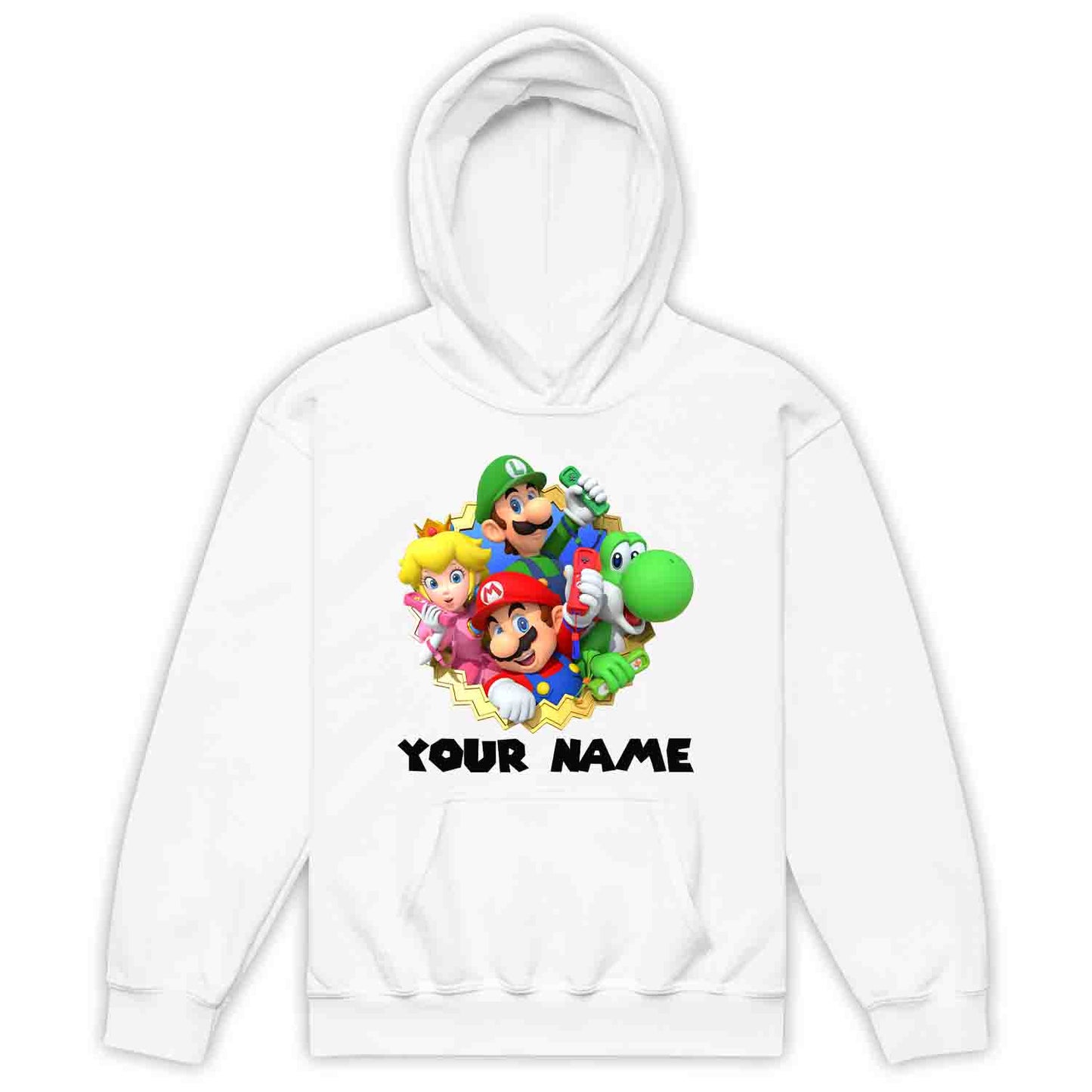 Personalised Super Mario Bros Kids T-Shirt | Nintendo Gamer Jumper | Mario, Luigi, Yoshi, Bowser & Toad Hoodie | PRODUCT CODE: PER-CBNVSDUIER