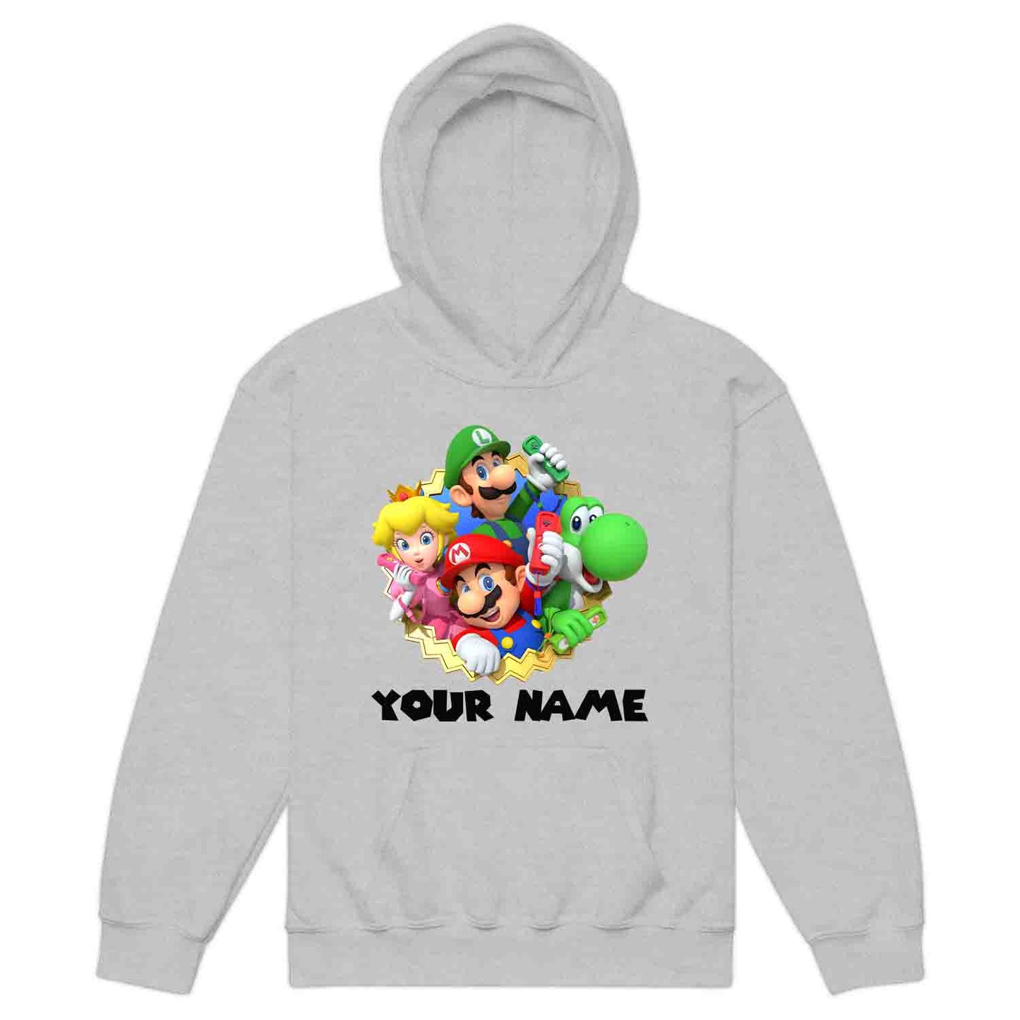 Personalised Super Mario Bros Kids T-Shirt | Nintendo Gamer Jumper | Mario, Luigi, Yoshi, Bowser & Toad Hoodie | PRODUCT CODE: PER-CBNVSDUIER