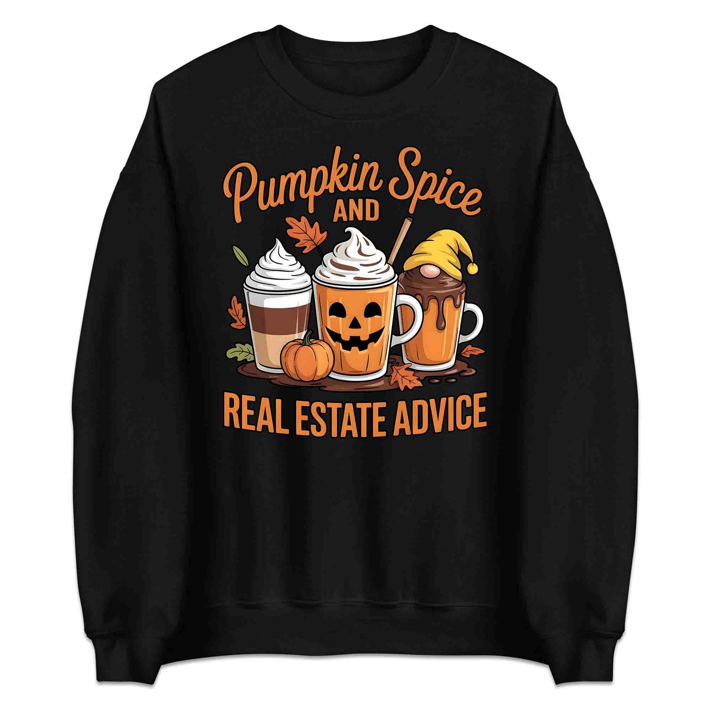 Pumpkin Spice & Real Estate T-Shirt, Fall Coffee Sweatshirt, Autumn Leaves Hoodie | PRODUCT CODE: PKWRMBSLD