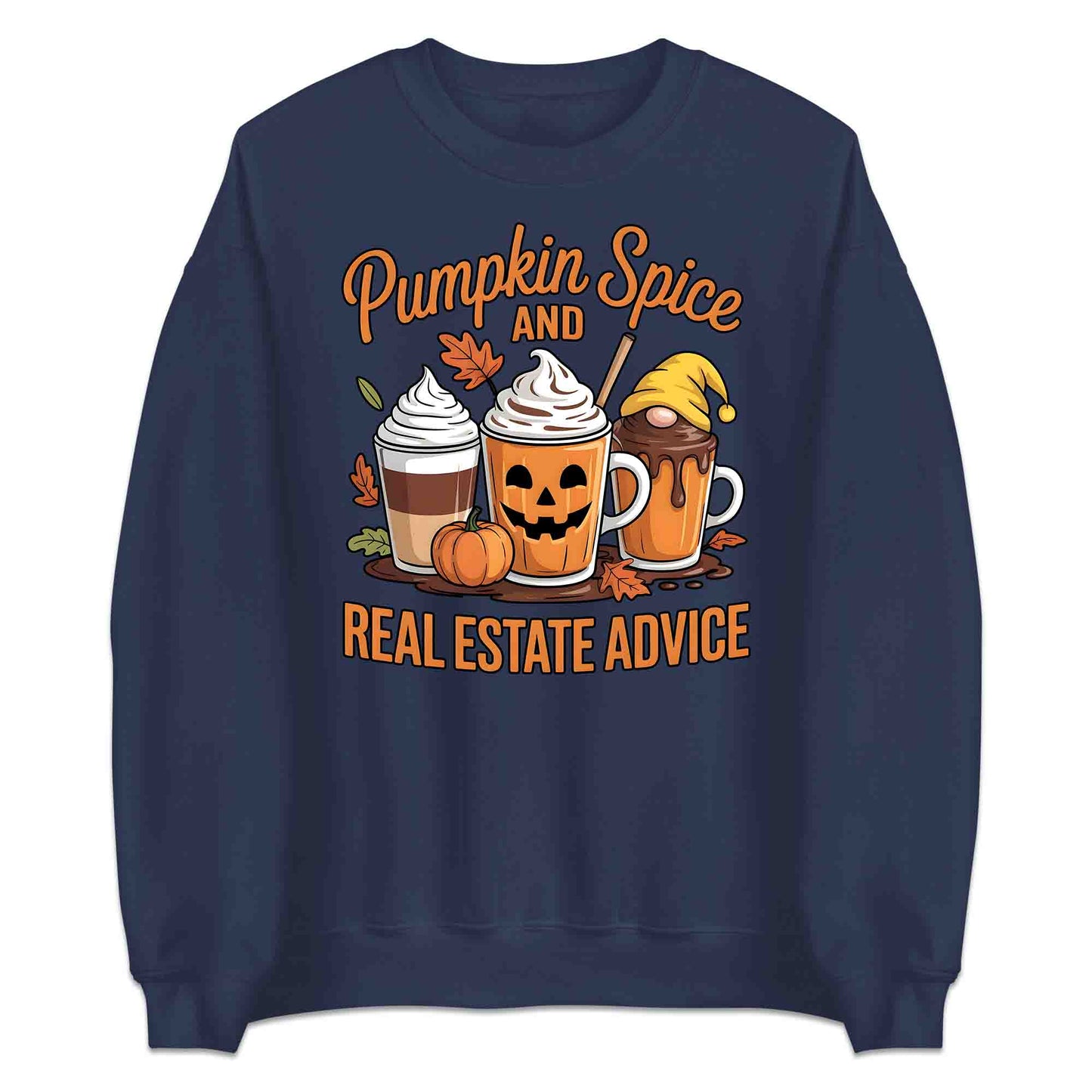Pumpkin Spice & Real Estate T-Shirt, Fall Coffee Sweatshirt, Autumn Leaves Hoodie | PRODUCT CODE: PKWRMBSLD