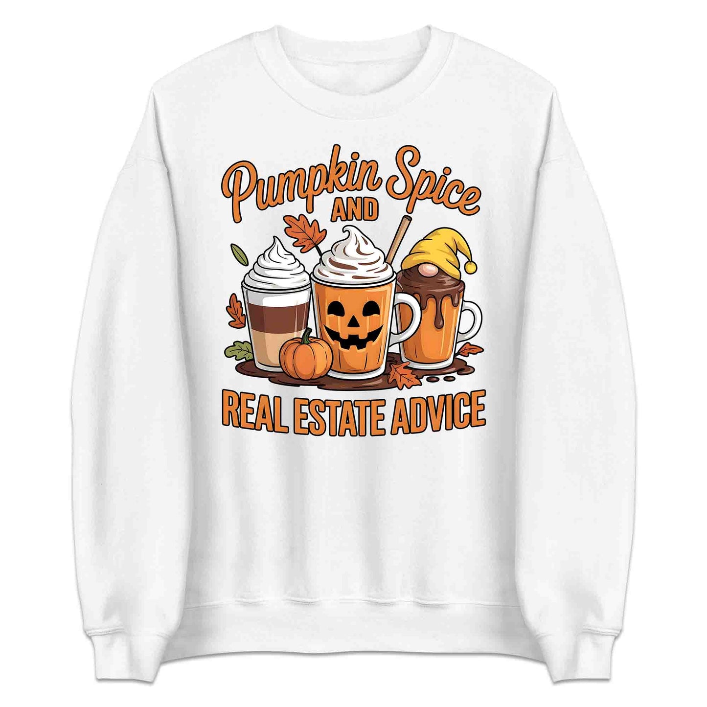 Pumpkin Spice & Real Estate T-Shirt, Fall Coffee Sweatshirt, Autumn Leaves Hoodie | PRODUCT CODE: PKWRMBSLD