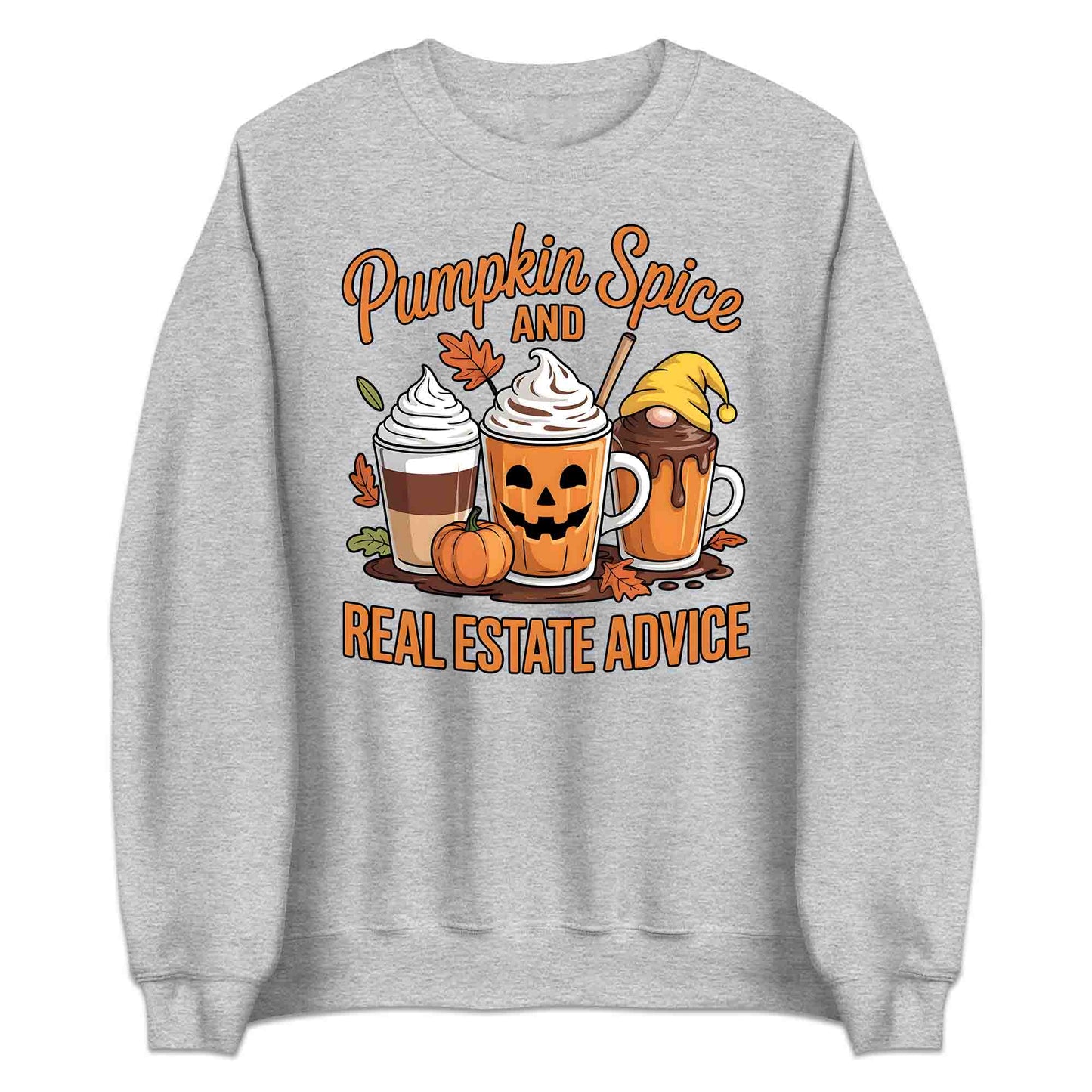 Pumpkin Spice & Real Estate T-Shirt, Fall Coffee Sweatshirt, Autumn Leaves Hoodie | PRODUCT CODE: PKWRMBSLD