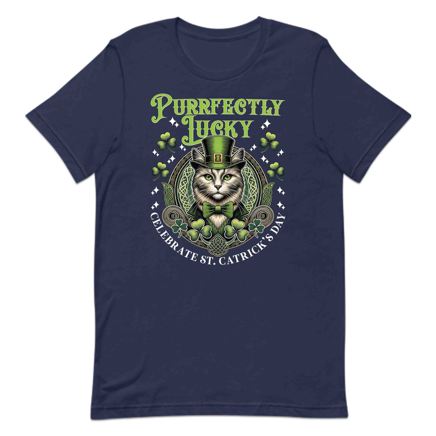 Purrfectly Lucky Cat St Patrick’s Day Green Cat with Shamrocks | PRODUCT CODE: PRFTCYKYVAUNCA