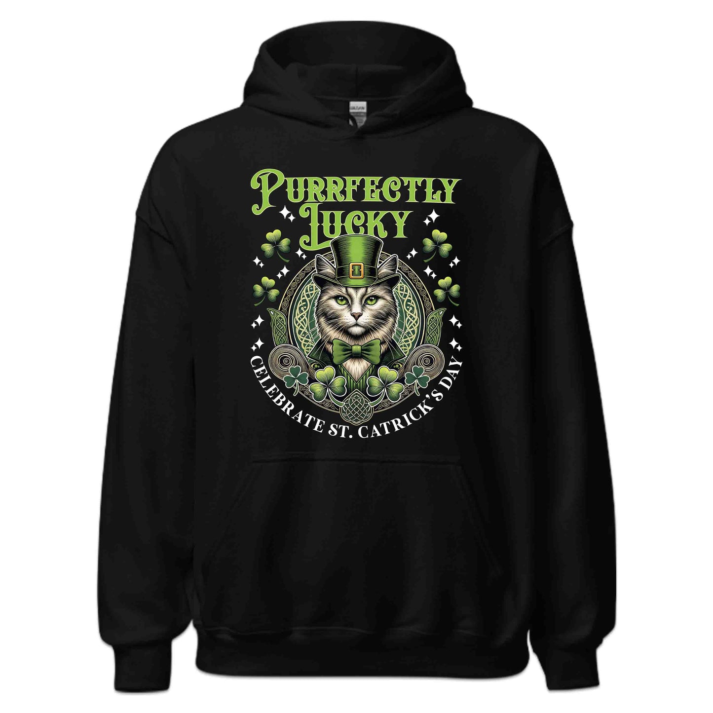 Purrfectly Lucky Cat St Patrick’s Day Green Cat with Shamrocks | PRODUCT CODE: PRFTCYKYVAUNCA
