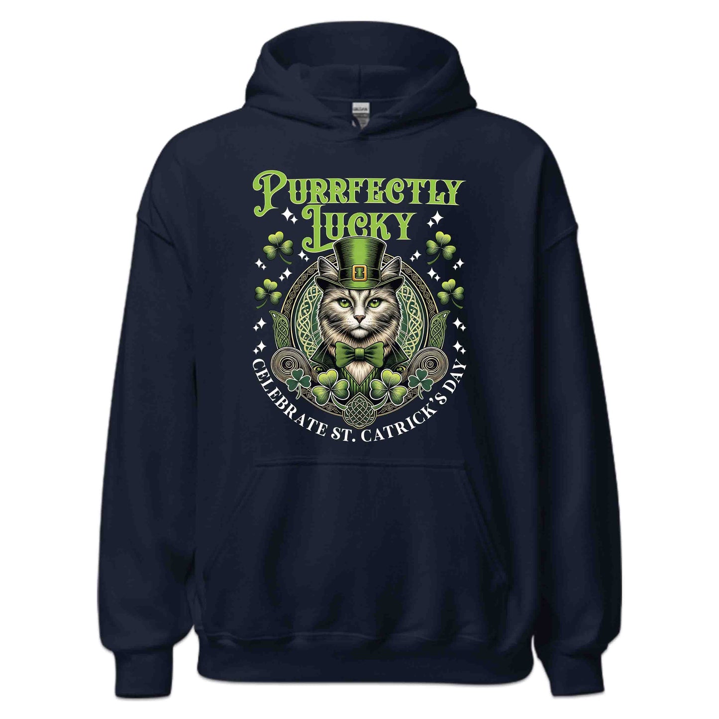 Purrfectly Lucky Cat St Patrick’s Day Green Cat with Shamrocks | PRODUCT CODE: PRFTCYKYVAUNCA
