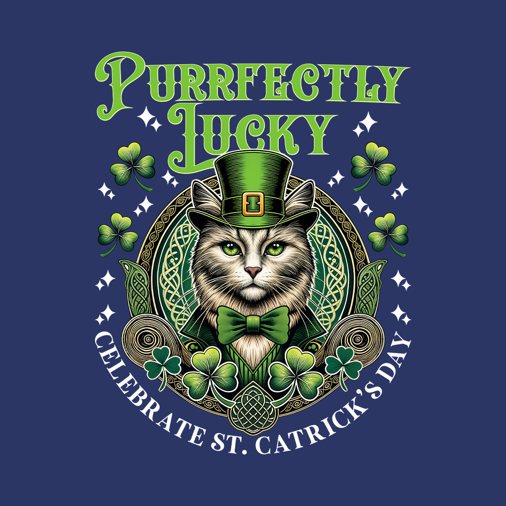 Purrfectly Lucky Cat St Patrick’s Day Green Cat with Shamrocks | PRODUCT CODE: PRFTCYKYVAUNCA
