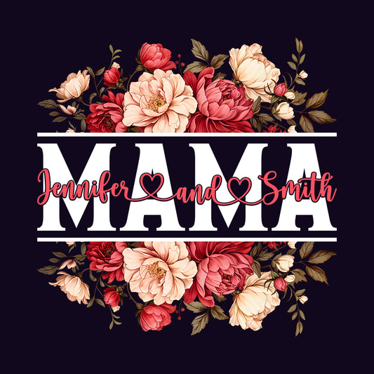 Personalized Floral Mama Custom Family Names with Elegant Flower Happy Mother’s Day | PRODUCT CODE: PRSLDFOMAHPYC