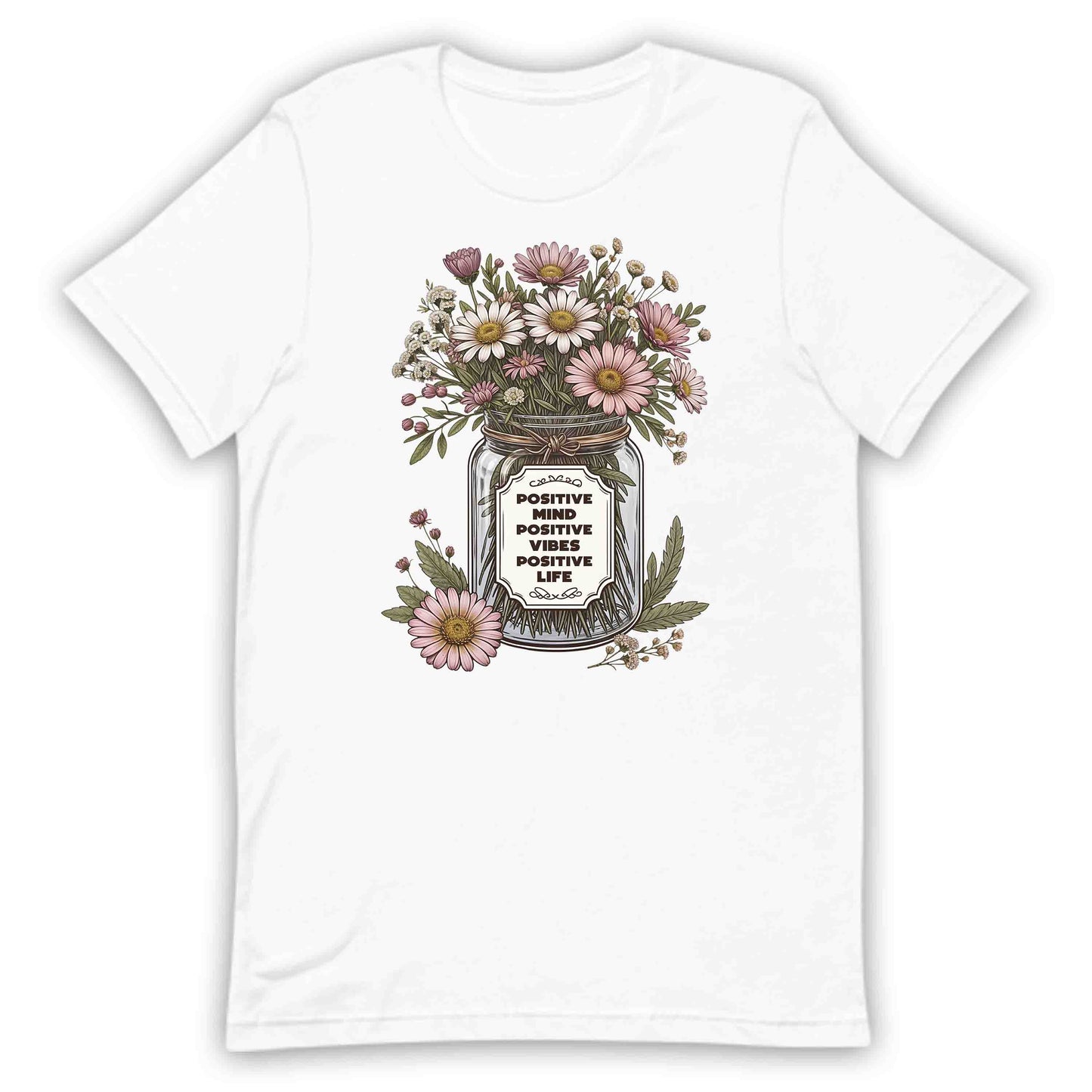 Positive Mind Positive Vibes Positive Life Floral Inspirational Quote | PRODUCT CODE: PSTVMNLFVBEOUT