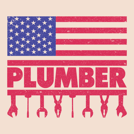 Patriotic Plumber USA Flag Plumbing Pipefitters & Handymen | PRODUCT CODE: PTCLMBURAMFT