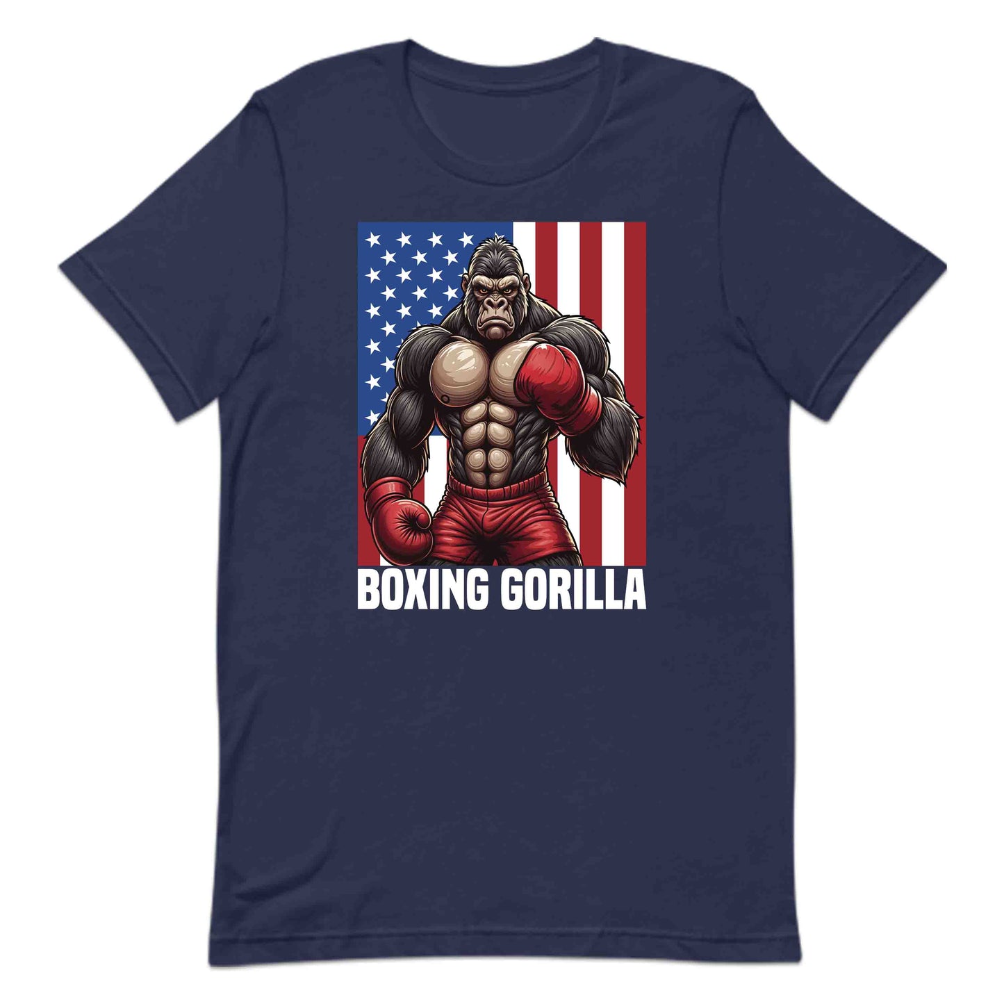 Patriotic Boxing Gorilla USA Flag Fighters | PRODUCT CODE: PTRBXNGUSFEOI
