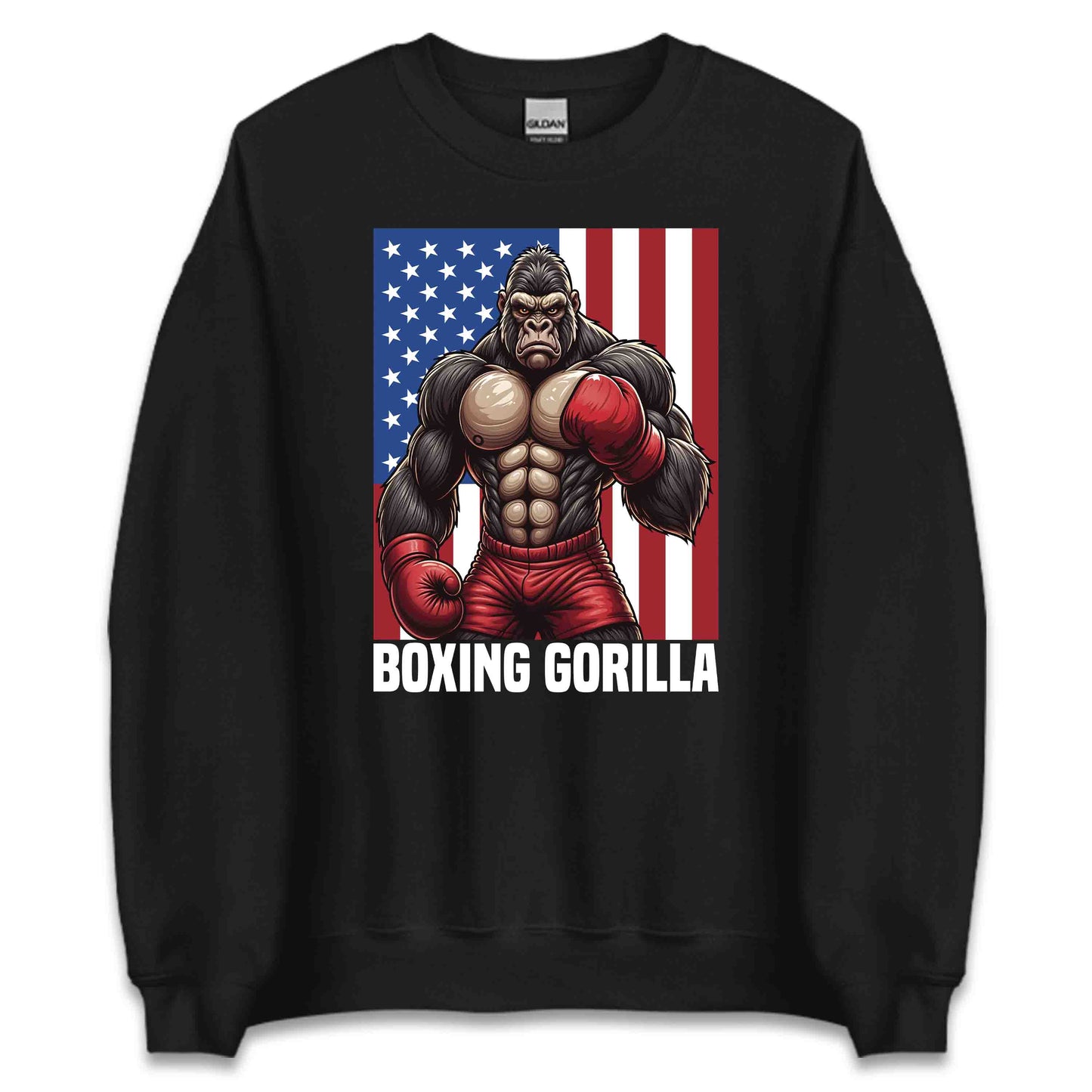 Patriotic Boxing Gorilla USA Flag Fighters | PRODUCT CODE: PTRBXNGUSFEOI