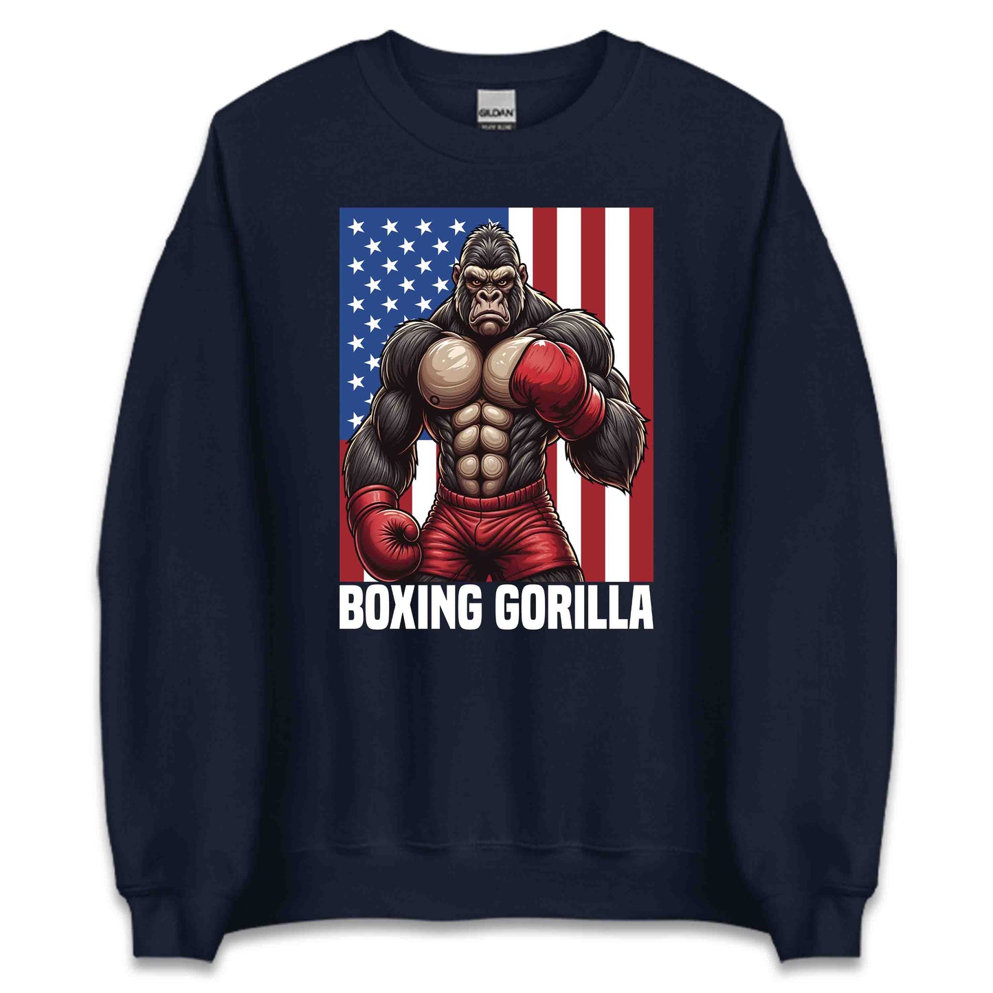 Patriotic Boxing Gorilla USA Flag Fighters | PRODUCT CODE: PTRBXNGUSFEOI