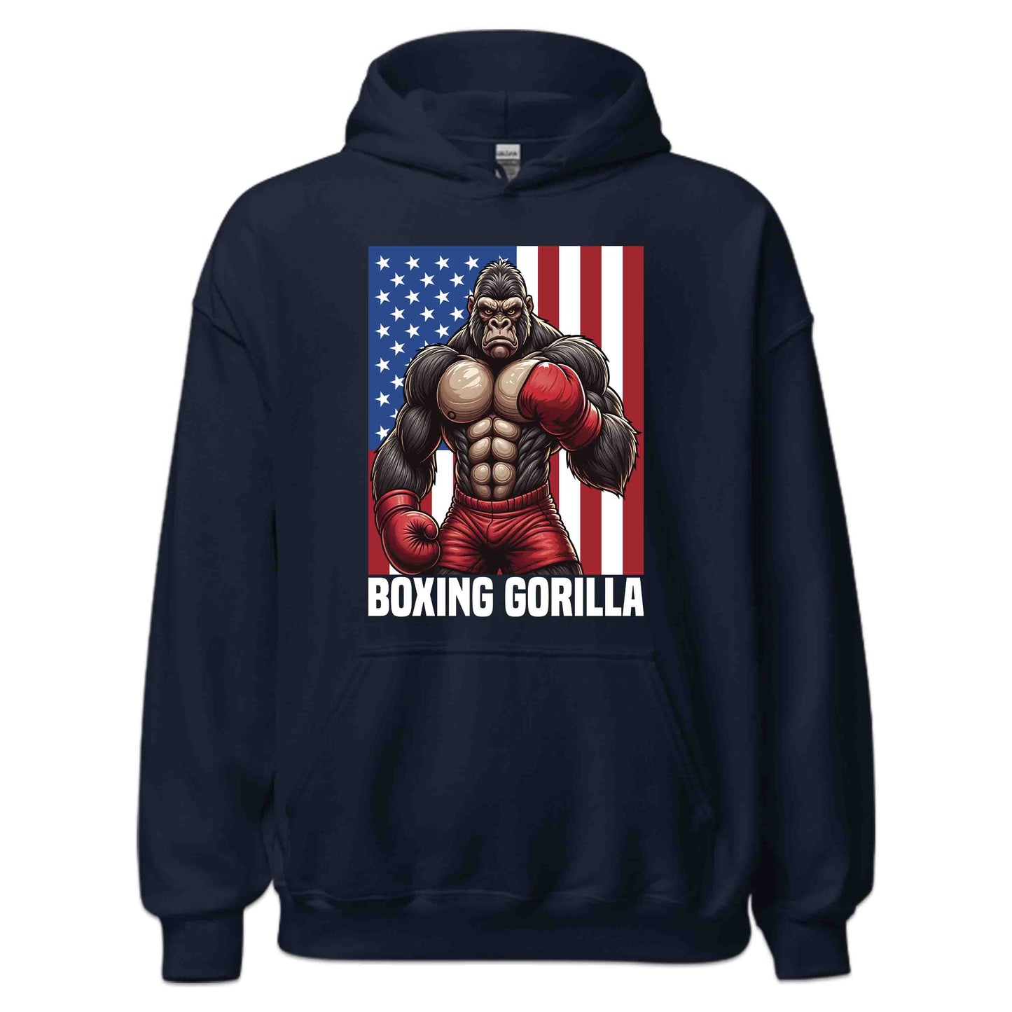 Patriotic Boxing Gorilla USA Flag Fighters | PRODUCT CODE: PTRBXNGUSFEOI