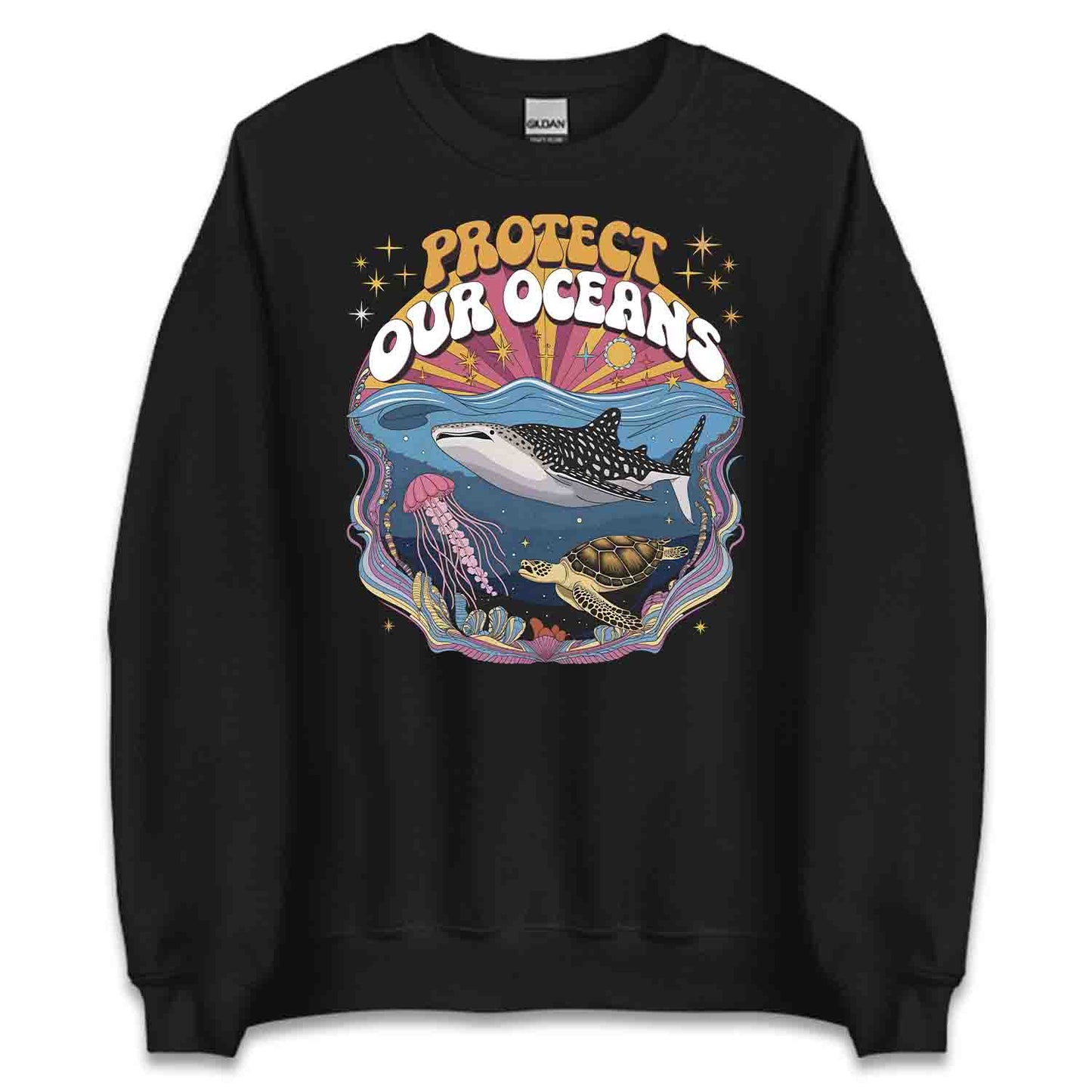 Protect Oceans T-Shirt, Psychedelic Sea Life Sweatshirt, Marine Wildlife Hoodie | PRODUCT CODE: PWOERHJDS