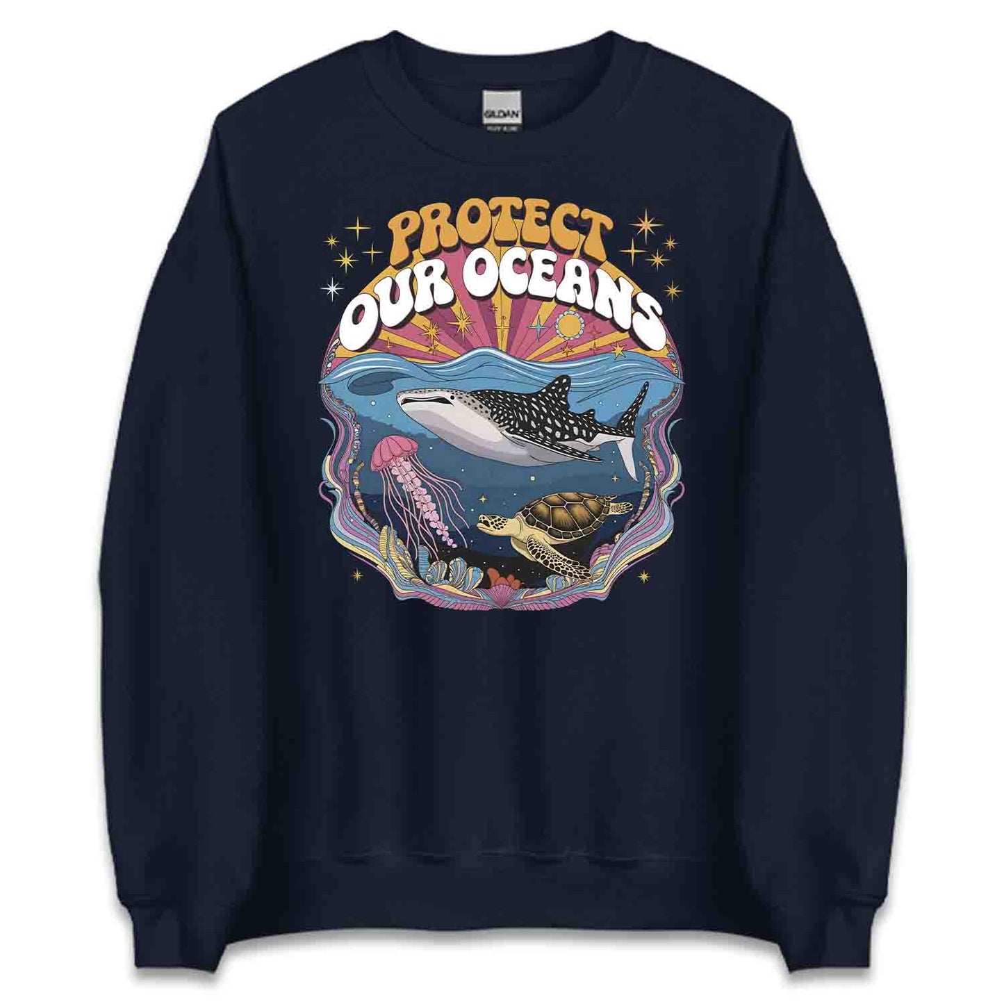 Protect Oceans T-Shirt, Psychedelic Sea Life Sweatshirt, Marine Wildlife Hoodie | PRODUCT CODE: PWOERHJDS