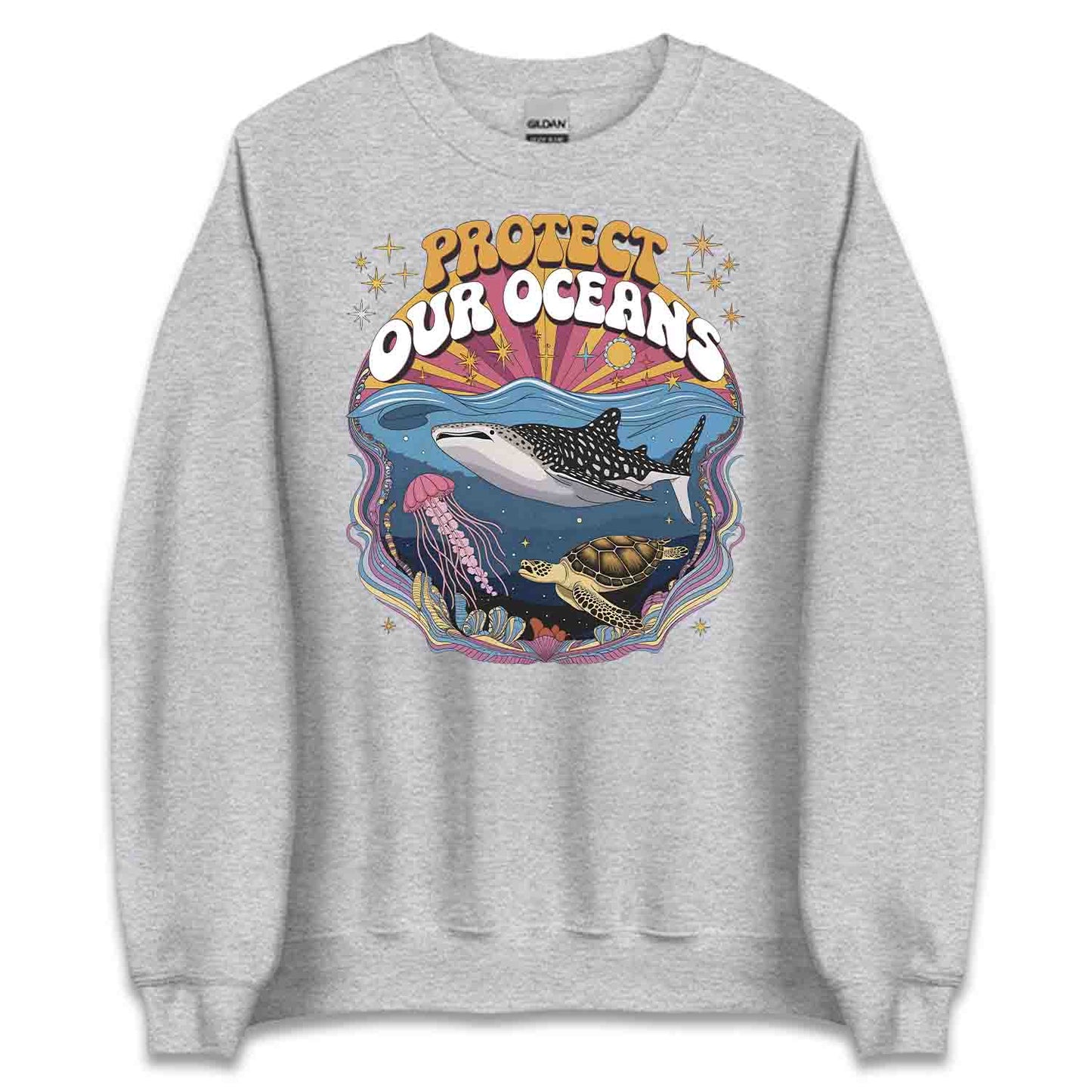 Protect Oceans T-Shirt, Psychedelic Sea Life Sweatshirt, Marine Wildlife Hoodie | PRODUCT CODE: PWOERHJDS