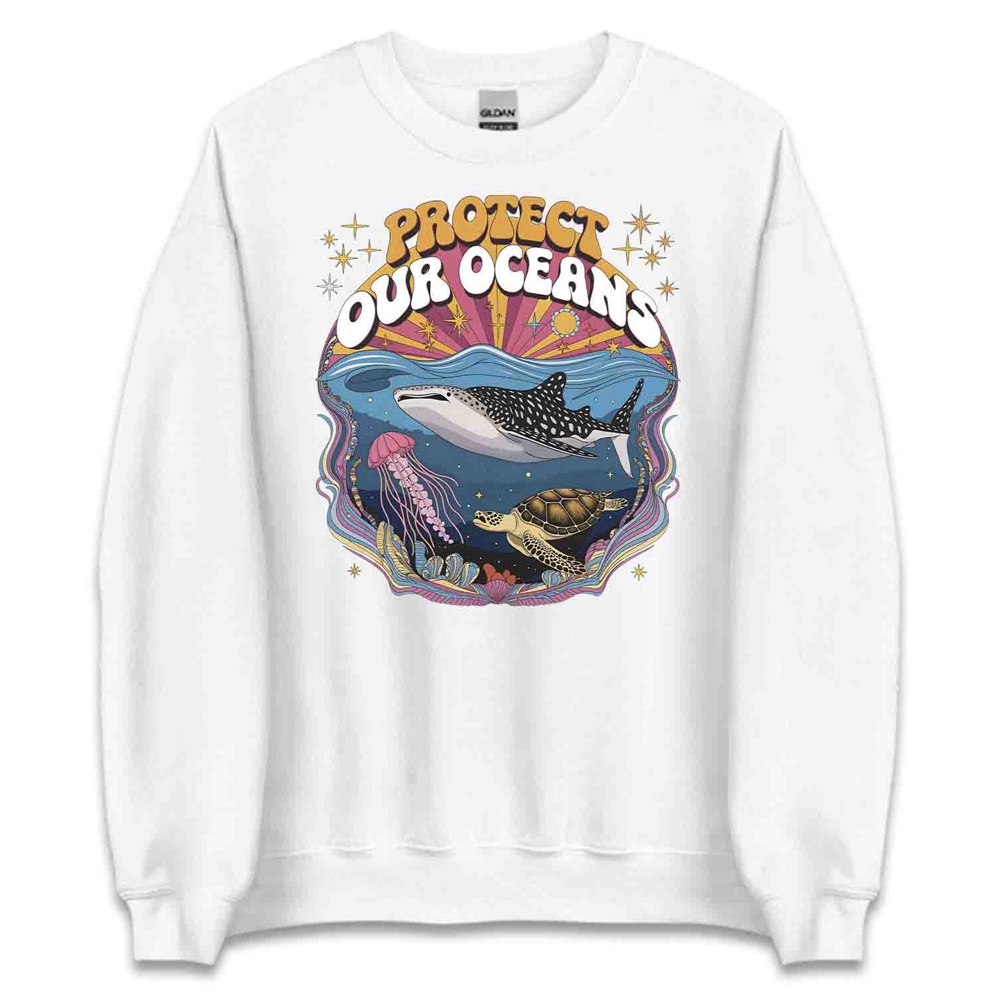 Protect Oceans T-Shirt, Psychedelic Sea Life Sweatshirt, Marine Wildlife Hoodie | PRODUCT CODE: PWOERHJDS
