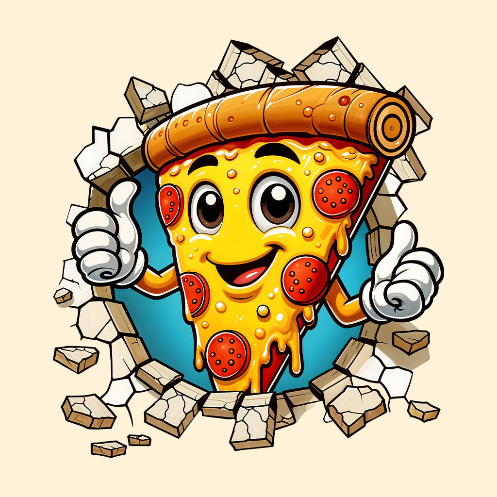 Pepperoni Pizza Slice Breaking Through Wall 3D Realistic Pizza Wall Smash | PRODUCT CODE: PZSLCBRKNGWLA
