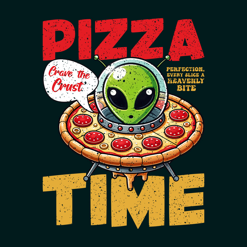 Pizza Time Alien Pizza and UFO Alien Spaceship Pizza Humor | PRODUCT CODE: PZTMALNUFSCH