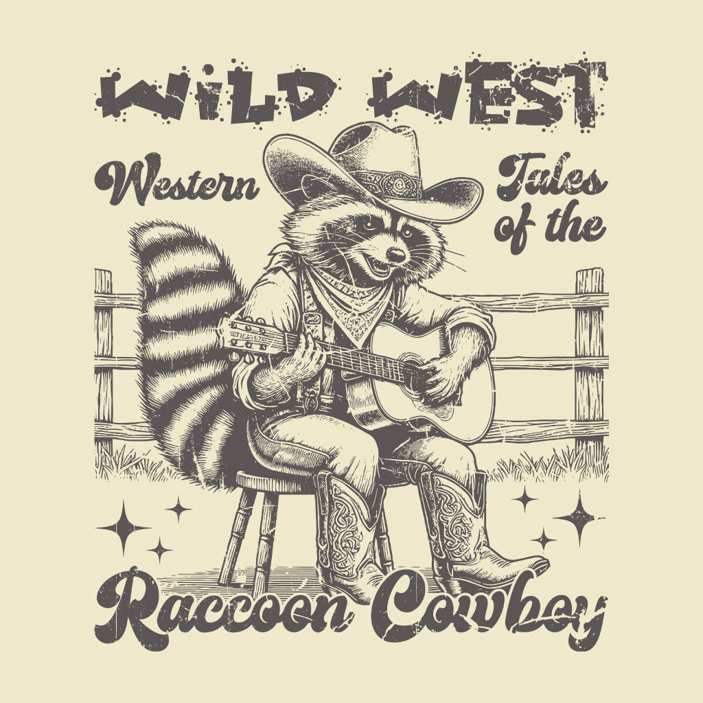 Vintage Western Raccoon Cowboy Playing Guitar Funny Country Music | PRODUCT CODE: RCONCWBYSTR