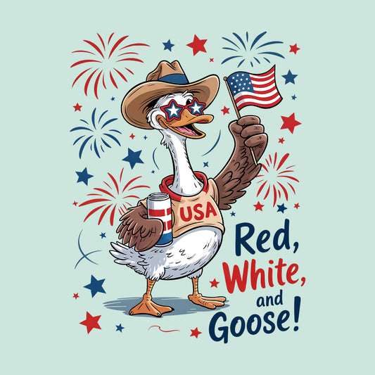 Red White & Goose T-Shirt, Patriotic Sweatshirt & 4th of July Hoodie | PRODUCT CODE: RDASBNGDOF