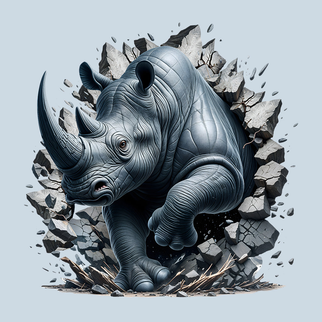 Rhinoceros Breaking Through Wall 3D Realistic Rhinoceros | PRODUCT CODE: RHNISBRKPOCKM