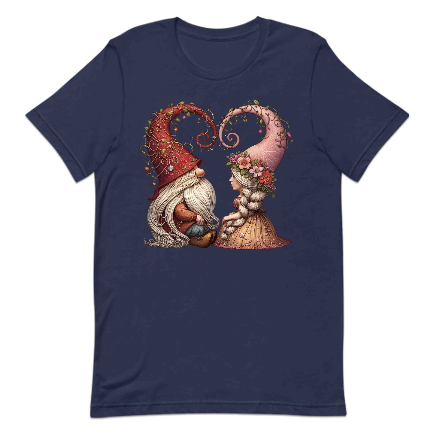 Romantic Gnome Couple Artistic Floral Hat & Rustic Love Scene | PRODUCT CODE: RMNTCGNMCPL