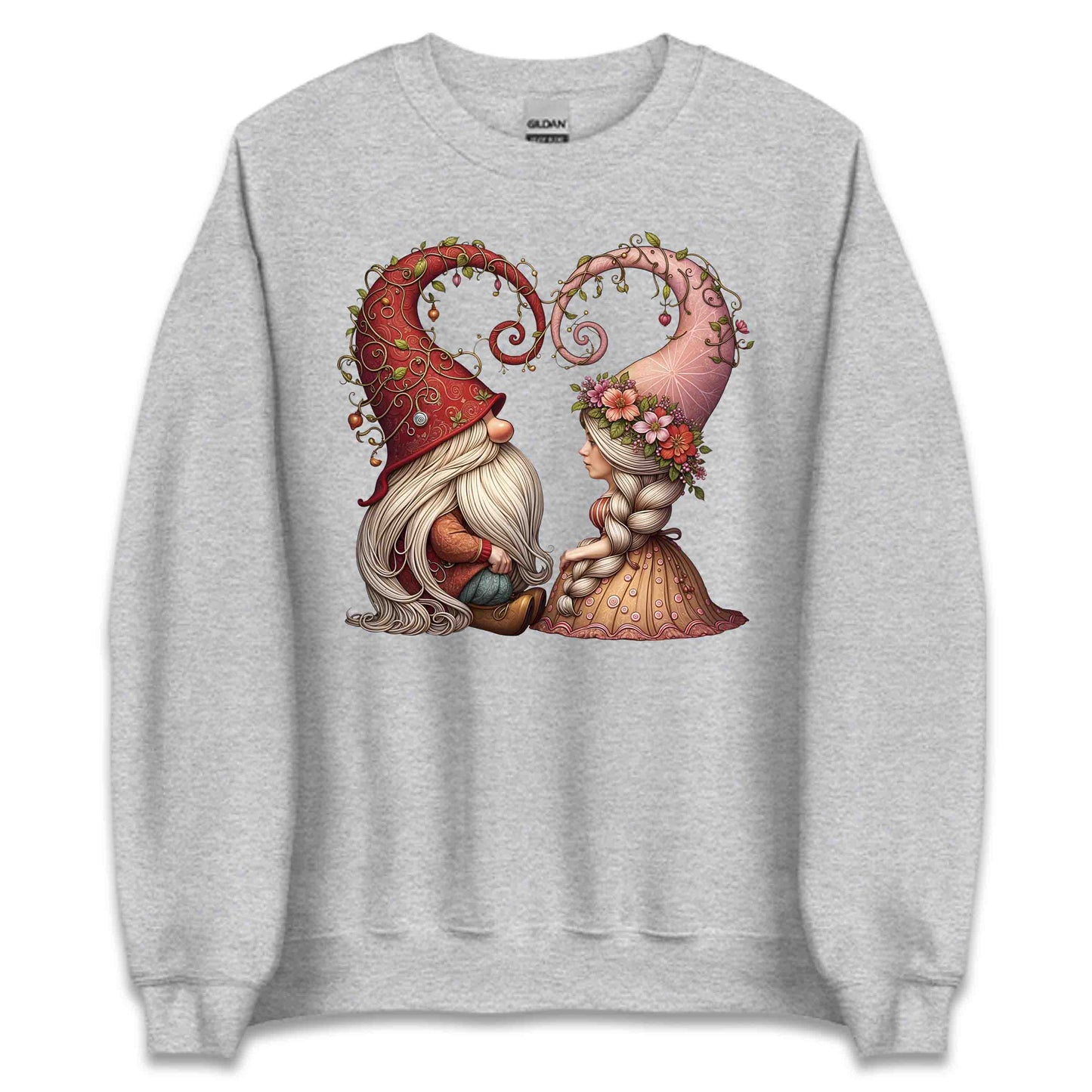 Romantic Gnome Couple Artistic Floral Hat & Rustic Love Scene | PRODUCT CODE: RMNTCGNMCPL