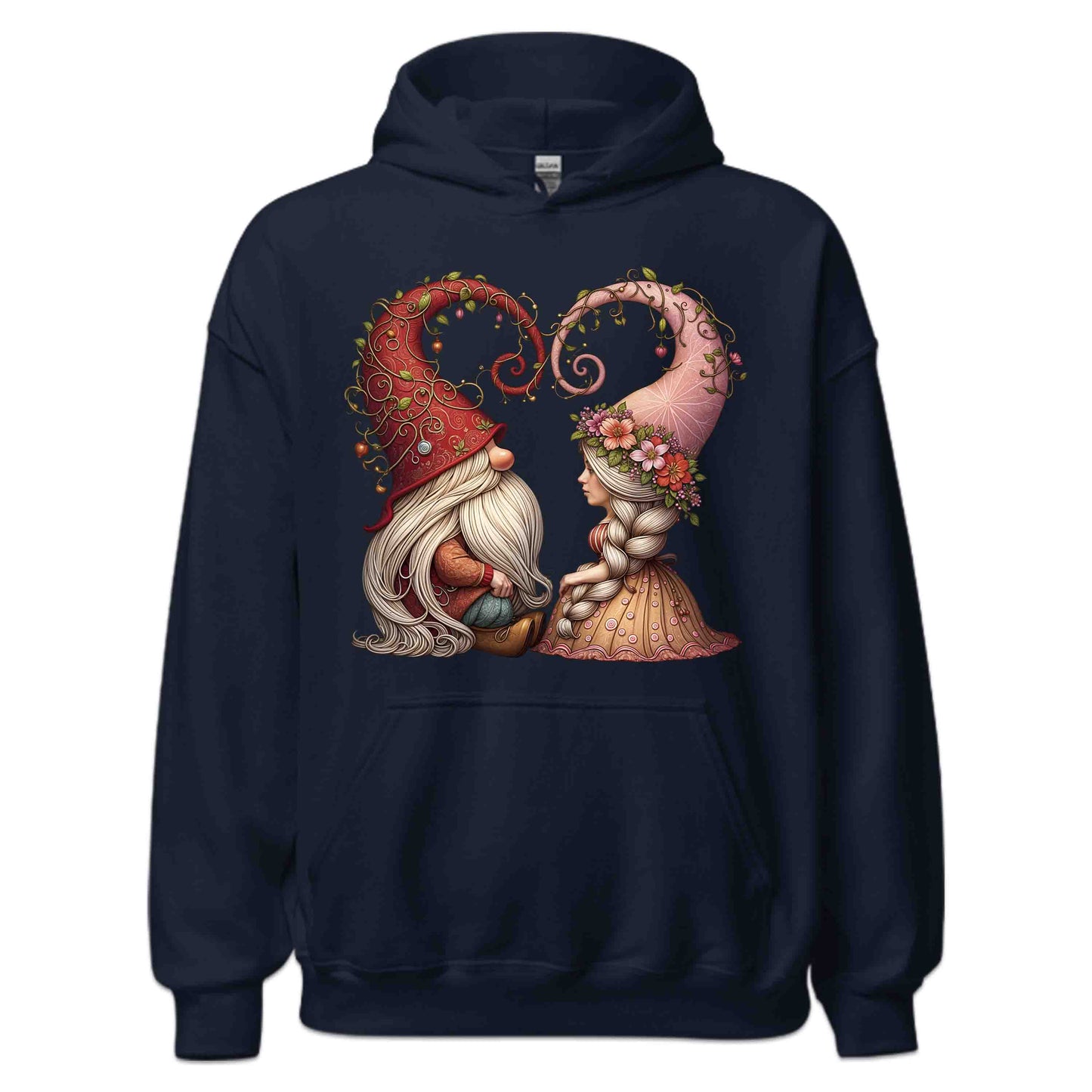 Romantic Gnome Couple Artistic Floral Hat & Rustic Love Scene | PRODUCT CODE: RMNTCGNMCPL