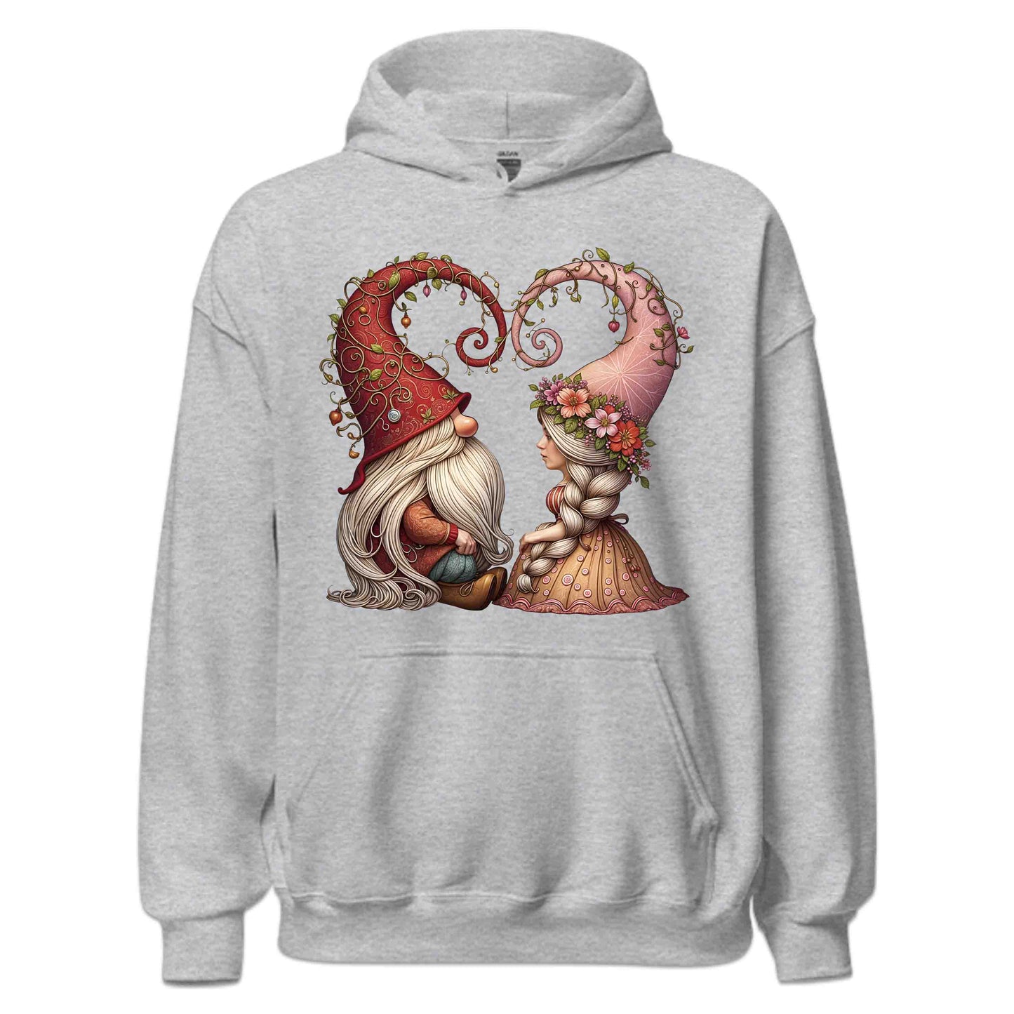 Romantic Gnome Couple Artistic Floral Hat & Rustic Love Scene | PRODUCT CODE: RMNTCGNMCPL