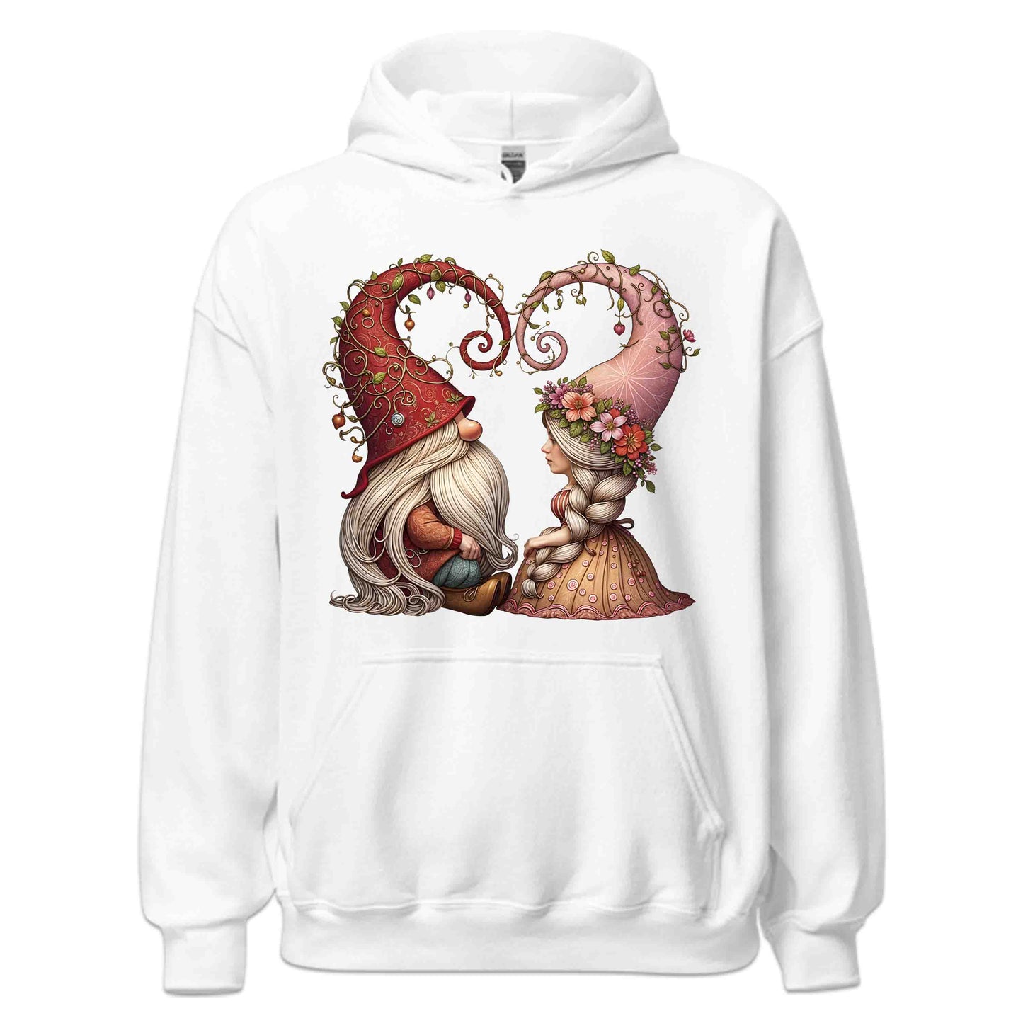 Romantic Gnome Couple Artistic Floral Hat & Rustic Love Scene | PRODUCT CODE: RMNTCGNMCPL