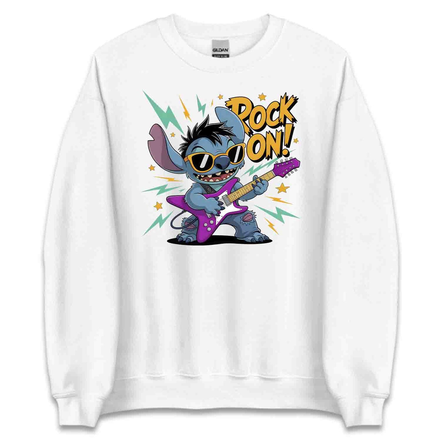 Rock On Stitch Guitar T-Shirt, Disney Music Lover Sweatshirt, Punk Rock Cartoon Hoodie | PRODUCT CODE: ROIXCJBTASG
